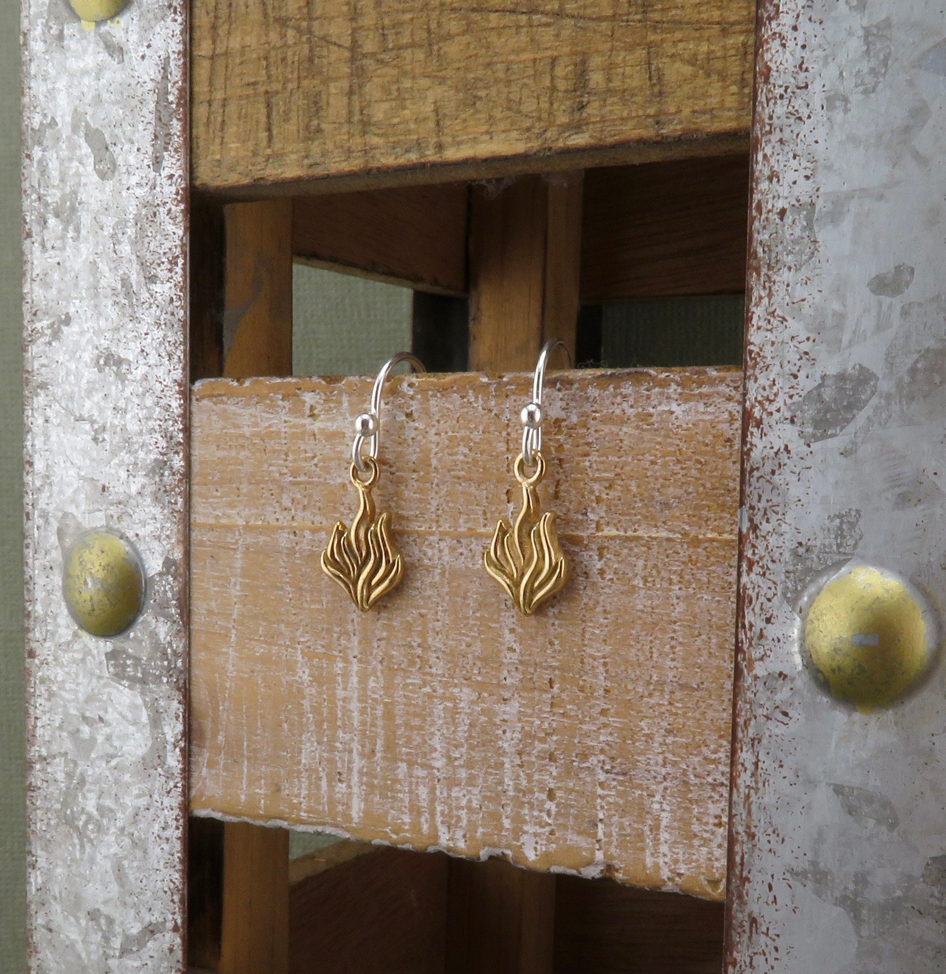 Gold Flame Earrings | Bronze Fire Earrings | Gold Blaze Earrings | Fire Within Earrings | Gold Blaze Earrings | Ember Earrings | Gold Blazes