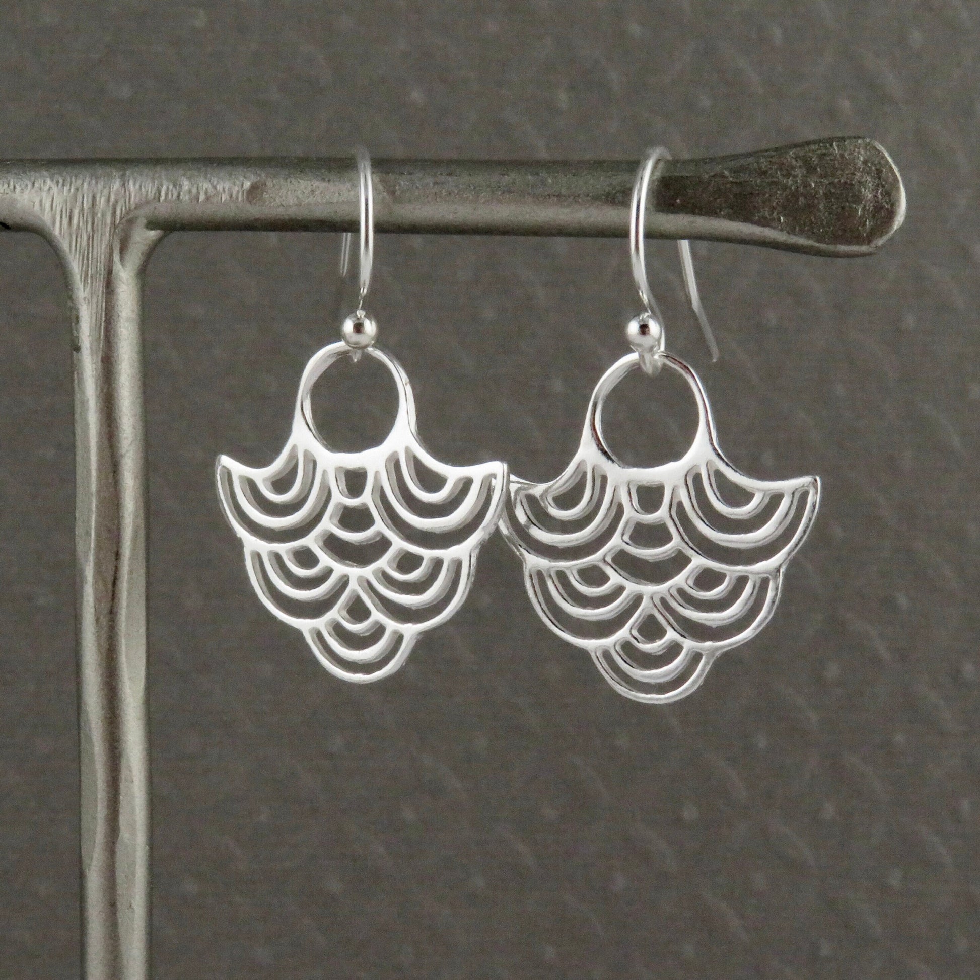 Sterling Drop Earrings | Unique Silver Earrings | Tribal Earrings | Wavy Sterling Earrings | Lightweight Silver Earrings | Airy Earrings