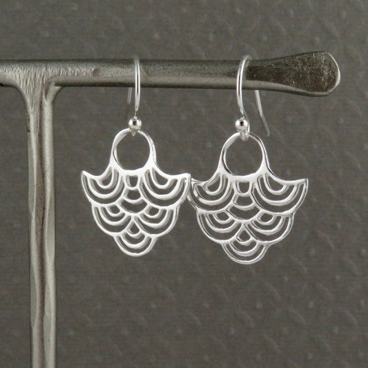 Sterling Drop Earrings | Unique Silver Earrings | Tribal Earrings | Wavy Sterling Earrings | Lightweight Silver Earrings | Airy Earrings