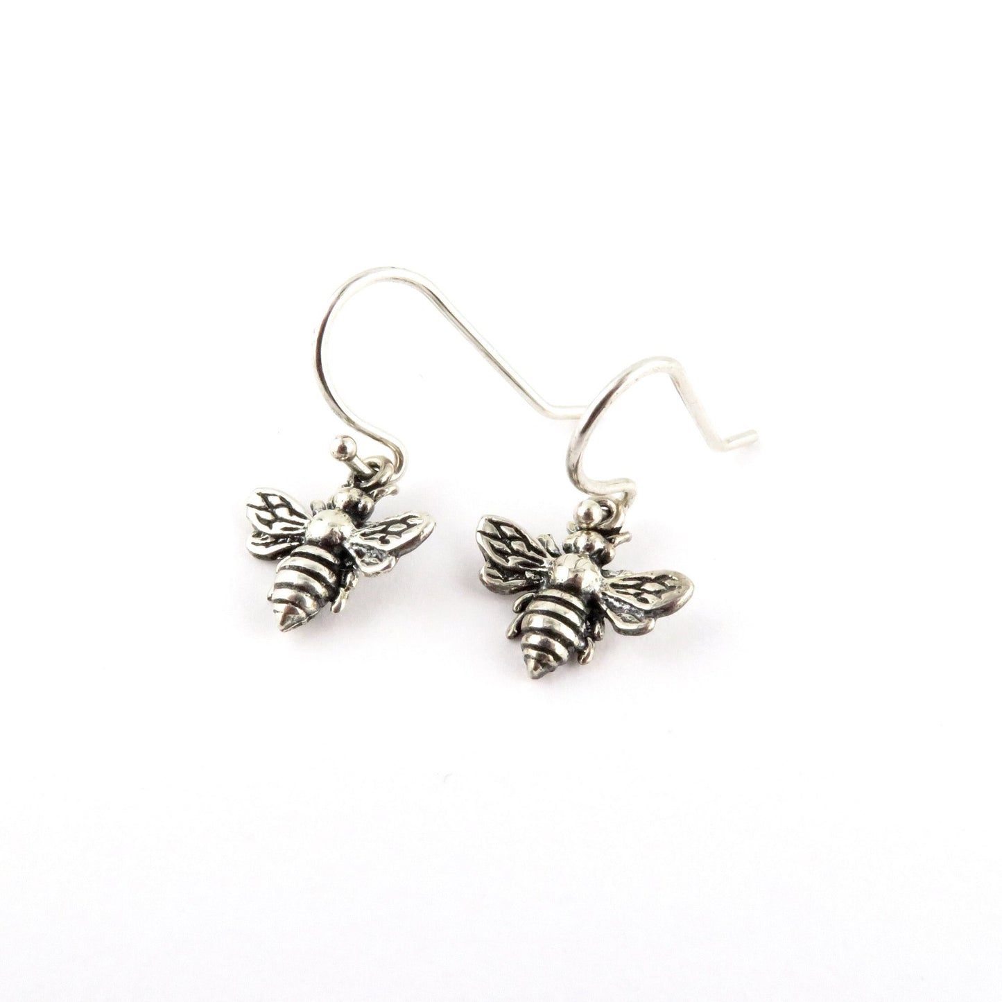 Sterling Bee Earrings | Silver Bumble Bee Earrings | Silver Bee Pendant Earrings | Simple Bee Earrings | Sterling Silver Bee Earrings