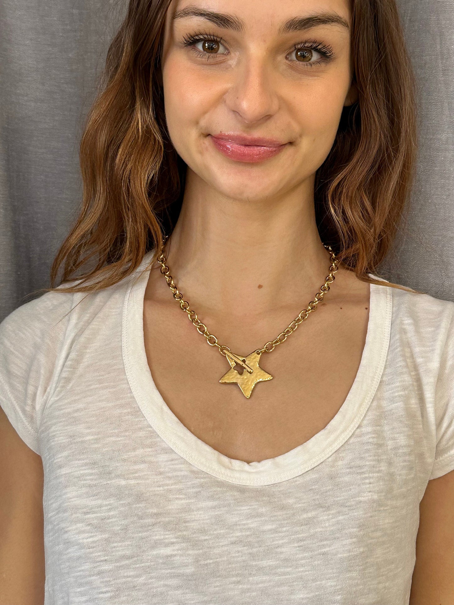 Gold Star in Front Necklace
