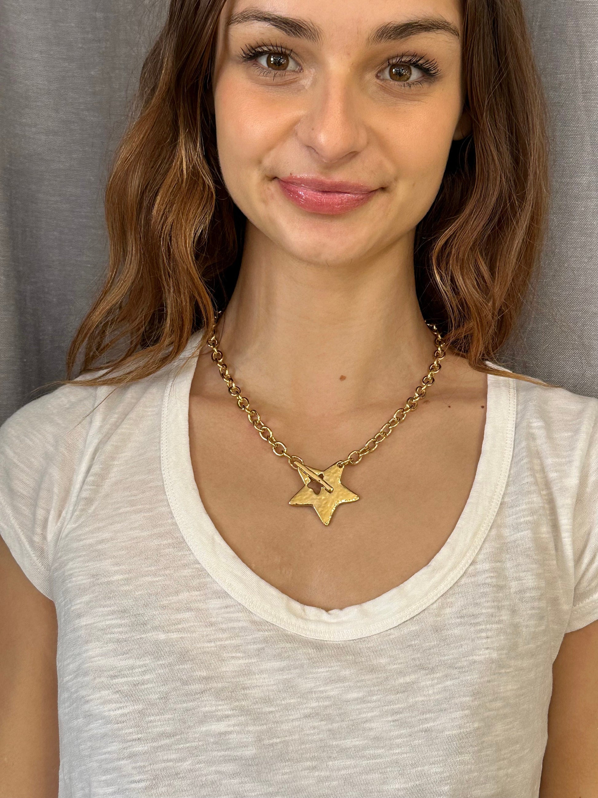 Gold Star in Front Necklace