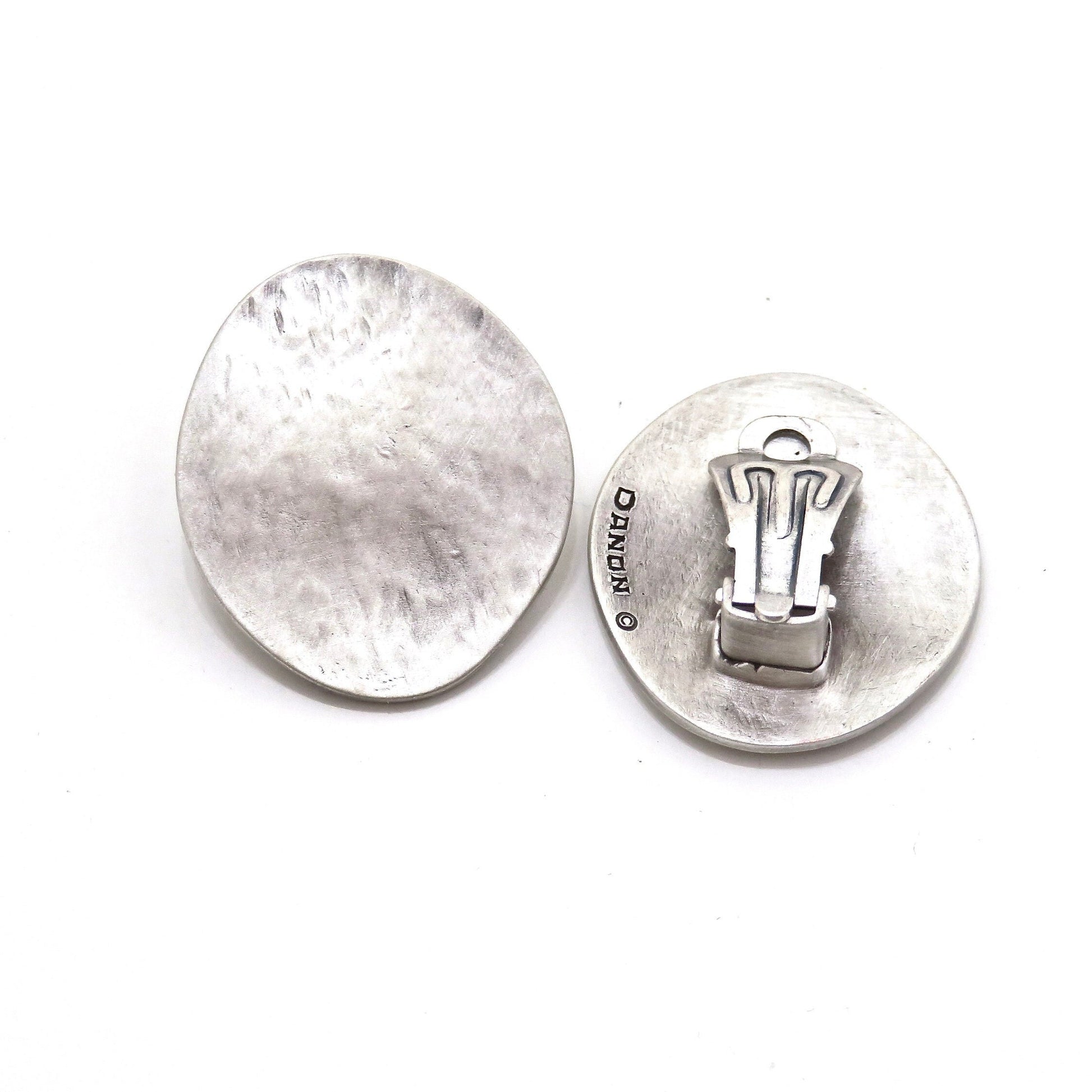 Clip On Earrings | Silver Clip On Earrings | Hammered Clip-On Earrings | Oval Silver Clips Earrings | Matte Silver Clip On Earrings