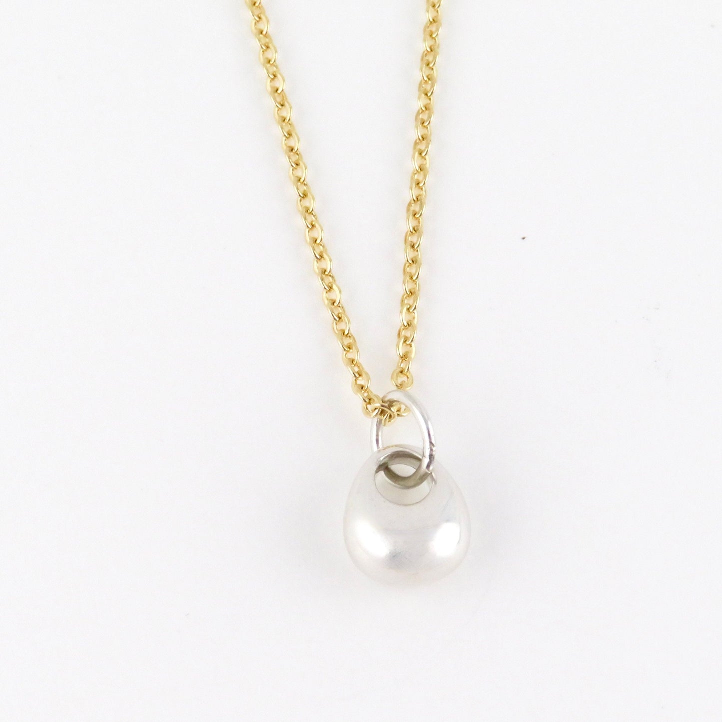 Silver Gold Necklace, Nugget Necklace, Minimal Necklace, Organic Silver Necklace, Simple Necklace, Two tone Necklace, Silver Drop, Gold Drop