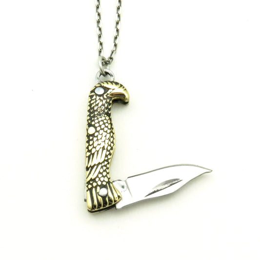 Eagle Knife Necklace | Pocketknife Necklace | Brass Eagle Knife | Eagle Pocketknife Necklace | Eagle Knife Pendant | Small Knife Pendant