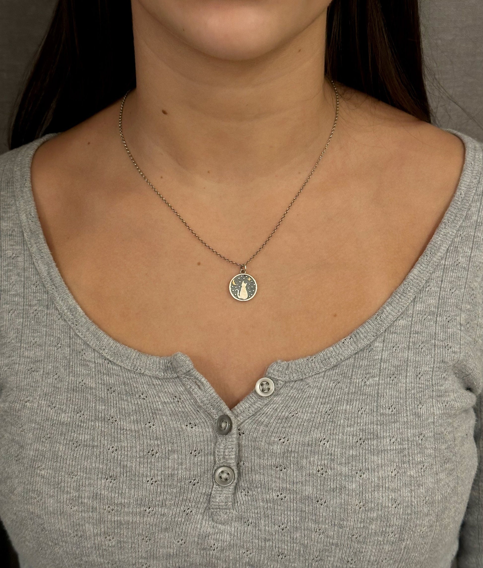 Celestial Sitting Cat Necklace