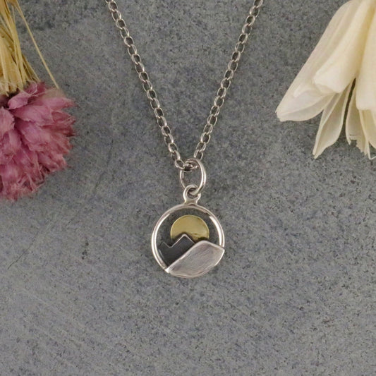 Small Cutout Sun over Mountain Necklace