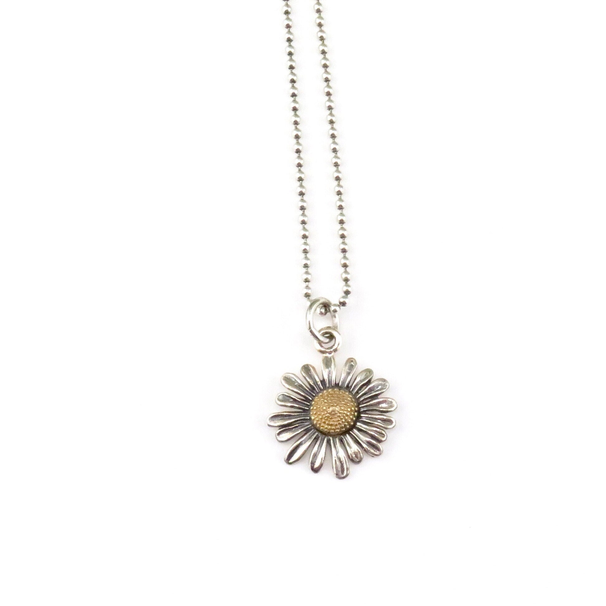 Sterling Daisy Earrings | Two Tone Daisy Earrings | Gold Silver Flower Earrings | Mixed Metal Daisy Earrings | Gold Silver Daisy Earrings