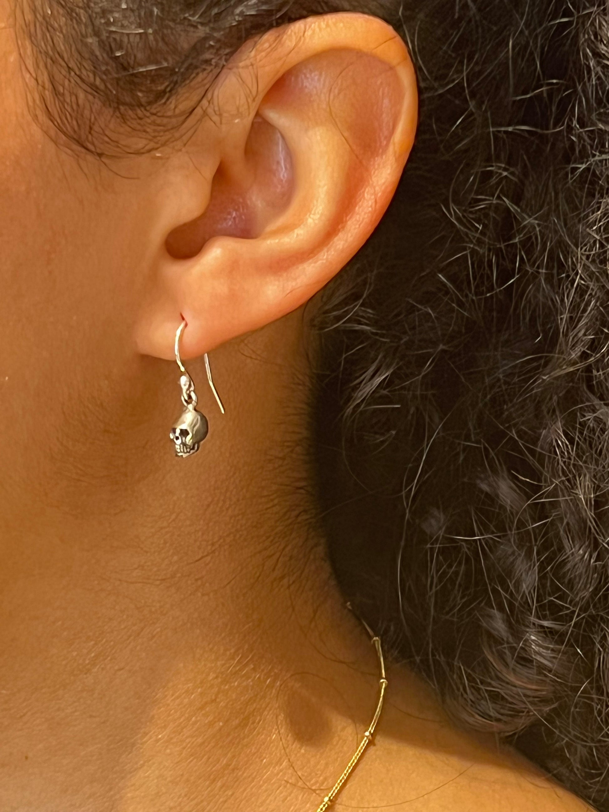 Small Skull Earrings | Sterling Skull Earrings | Silver Mini Skull Earrings | Tiny Skull Earrings | 3D Skull Earrings | Little Skull Earring