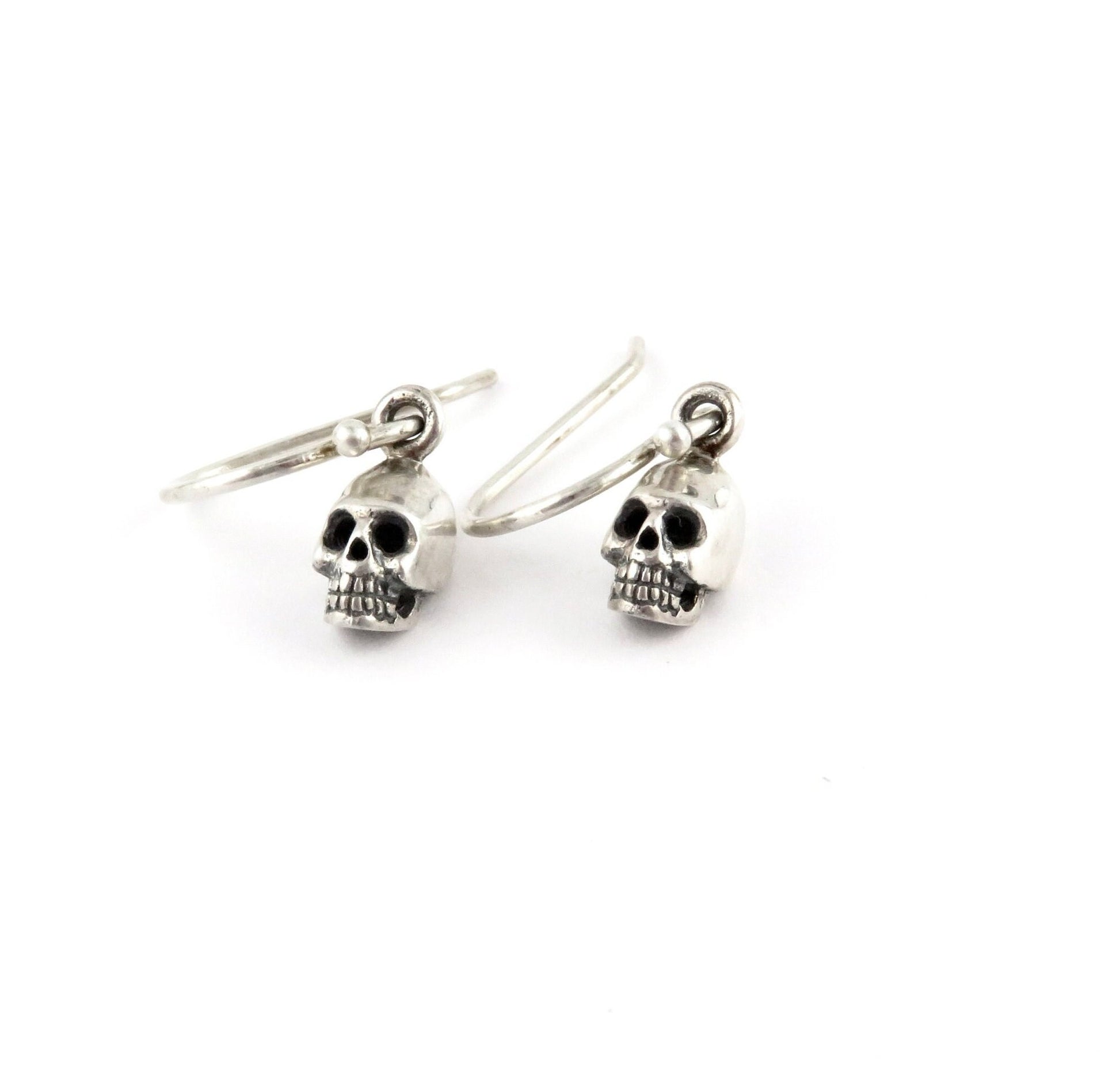 Small Skull Earrings | Sterling Skull Earrings | Silver Mini Skull Earrings | Tiny Skull Earrings | 3D Skull Earrings | Little Skull Earring