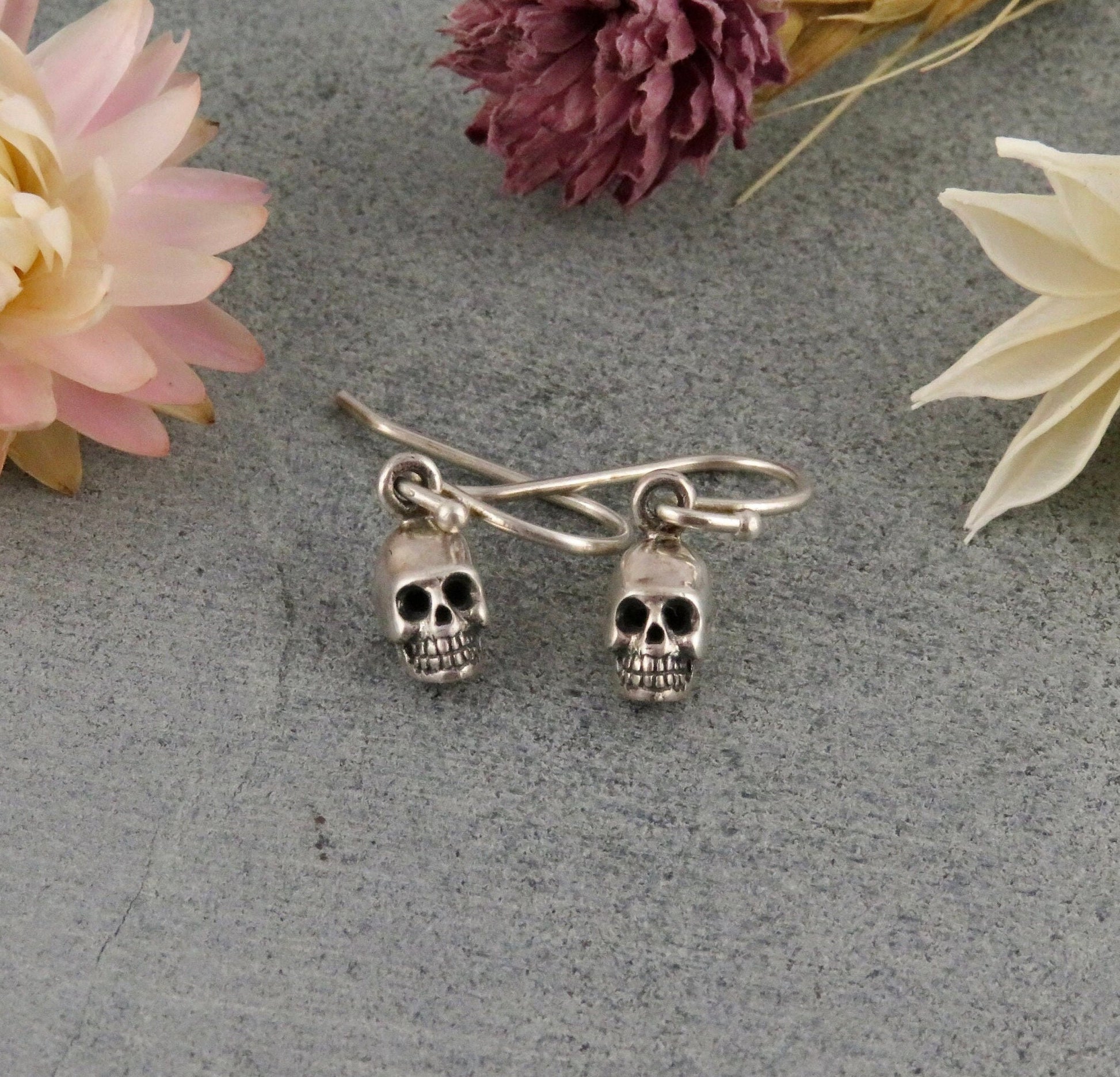 Small Skull Earrings | Sterling Skull Earrings | Silver Mini Skull Earrings | Tiny Skull Earrings | 3D Skull Earrings | Little Skull Earring