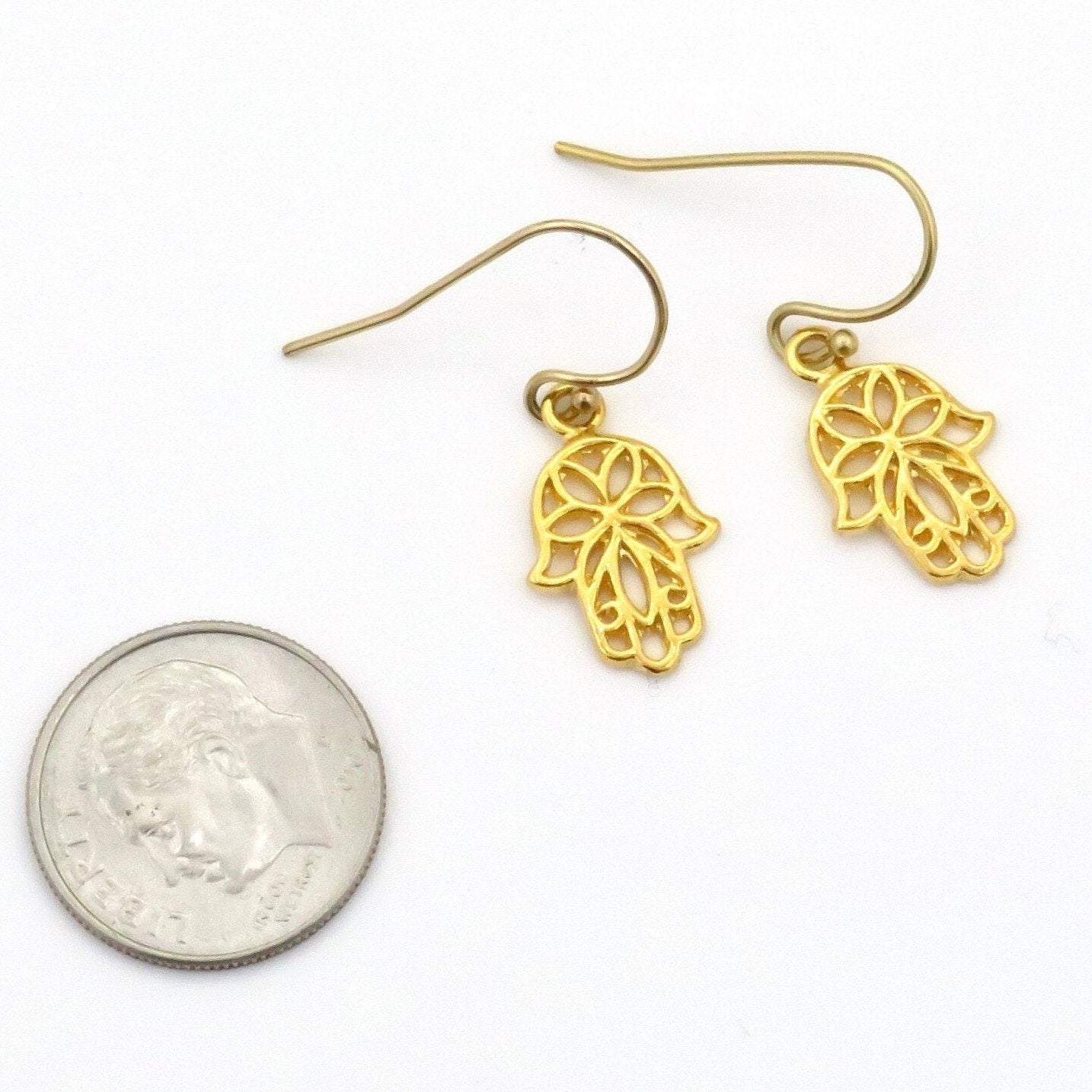 Gold Hamsa Earrings | Intricate Hamsa Earrings | Hamsa Cutout Earrings | Gold Hand Earrings | Gold Floral Hand Earrings | Judaic Earrings