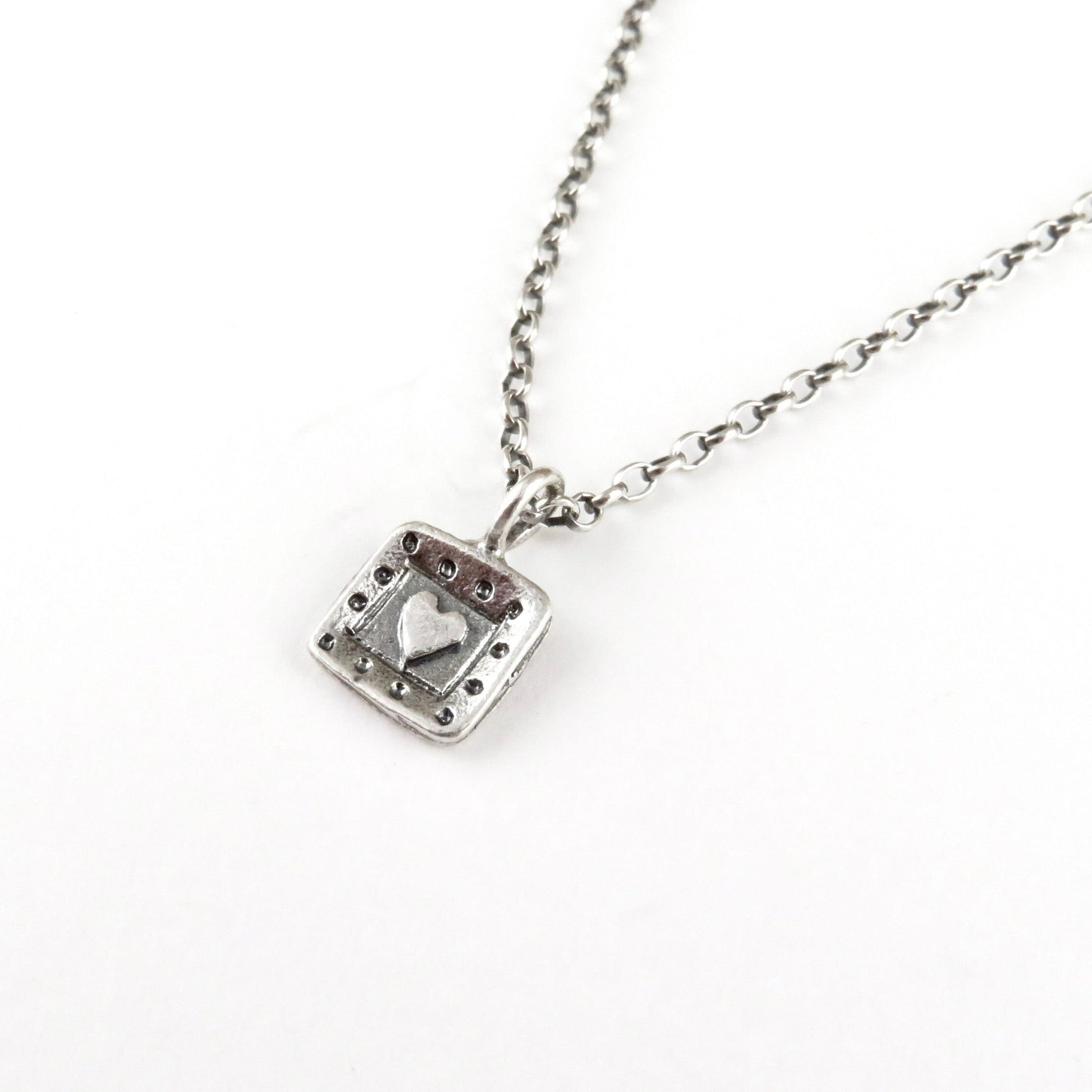 Heart Necklace, Silver Heart Necklace, Simple Heart Necklace, Minimal Heart Necklace, Sweetheart Necklace, Heart Imprint, Girl Necklace