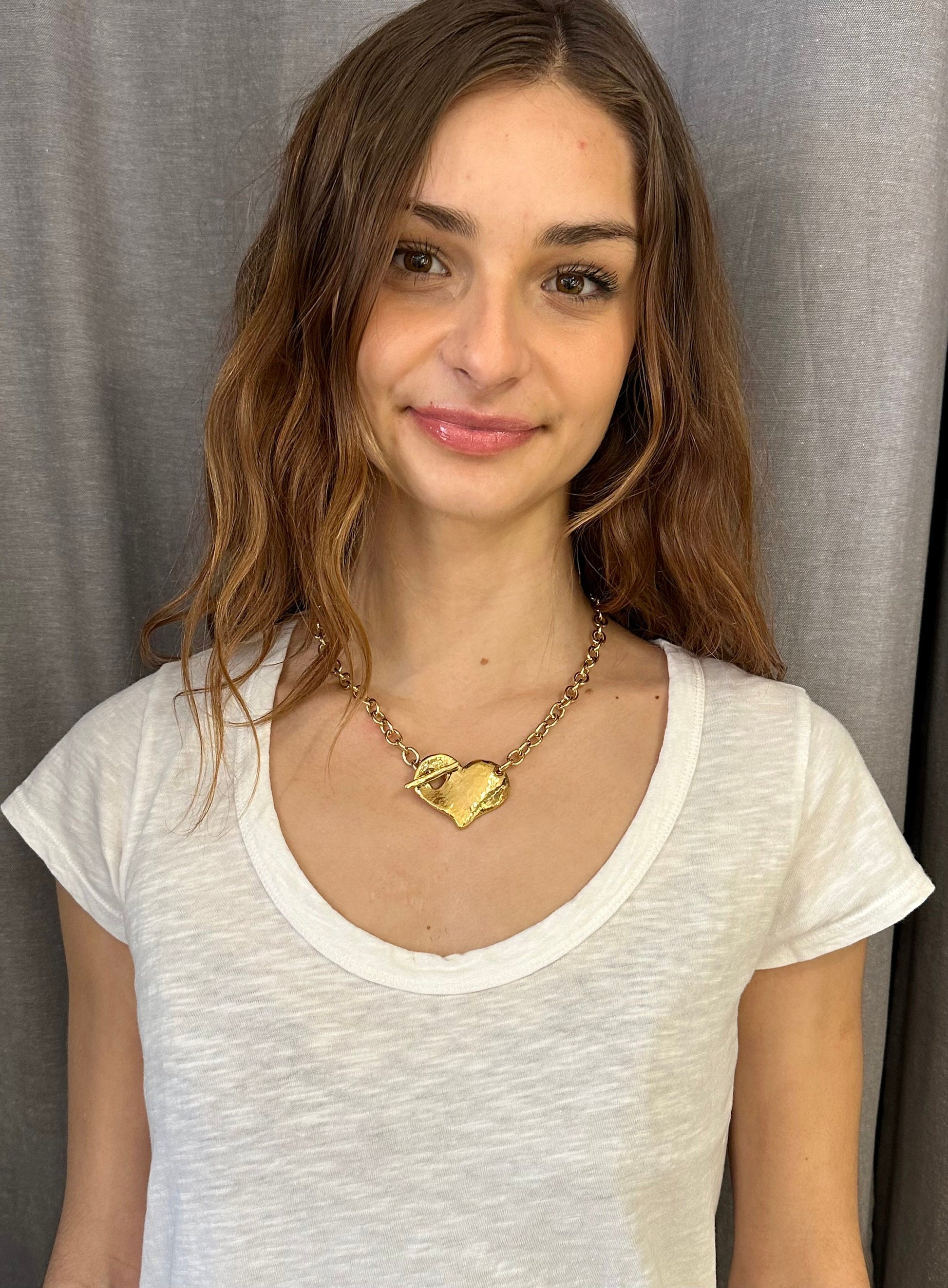 Gold Heart in Front Necklace