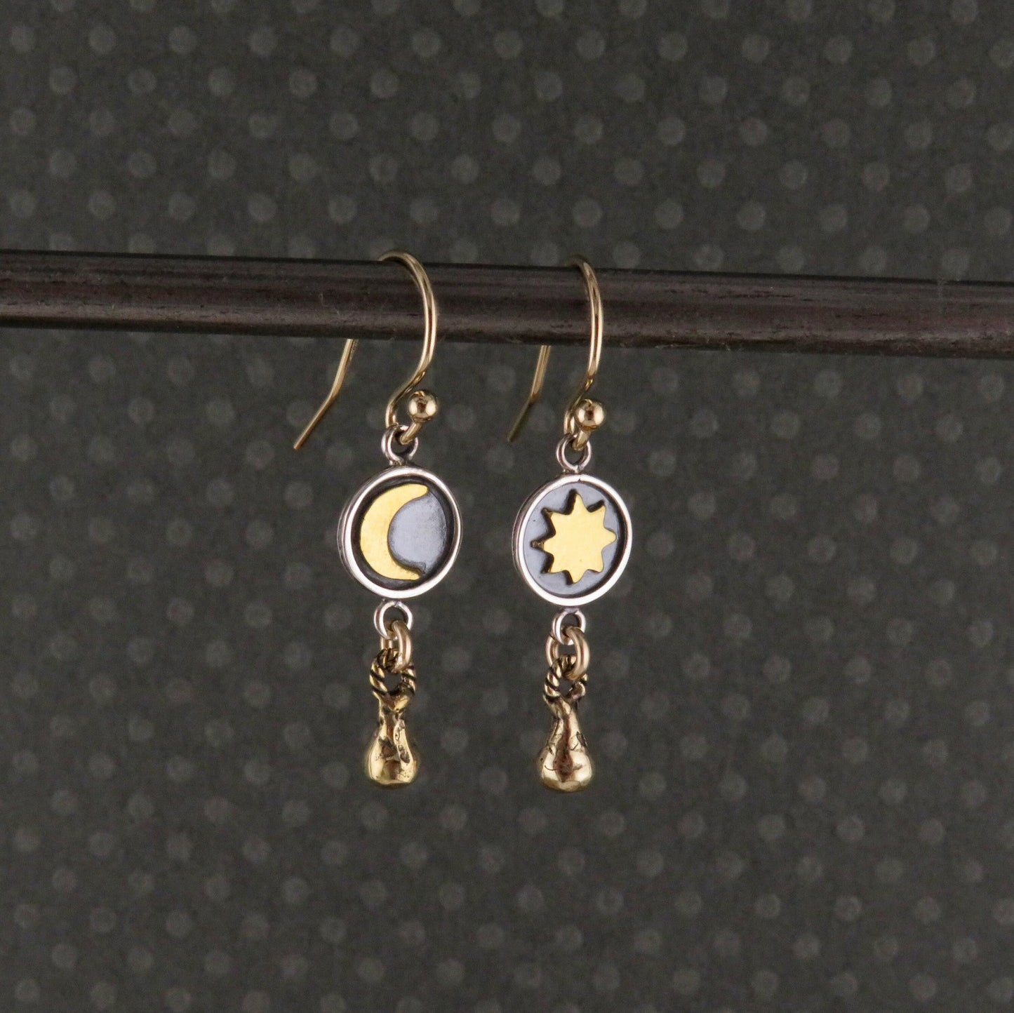 Mismatched Earrings | Mixed Metal Celestial Earrings | Two Tone Earrings | Silver Gold Celestial Drop Earrings | Sterling Moon Star Earrings