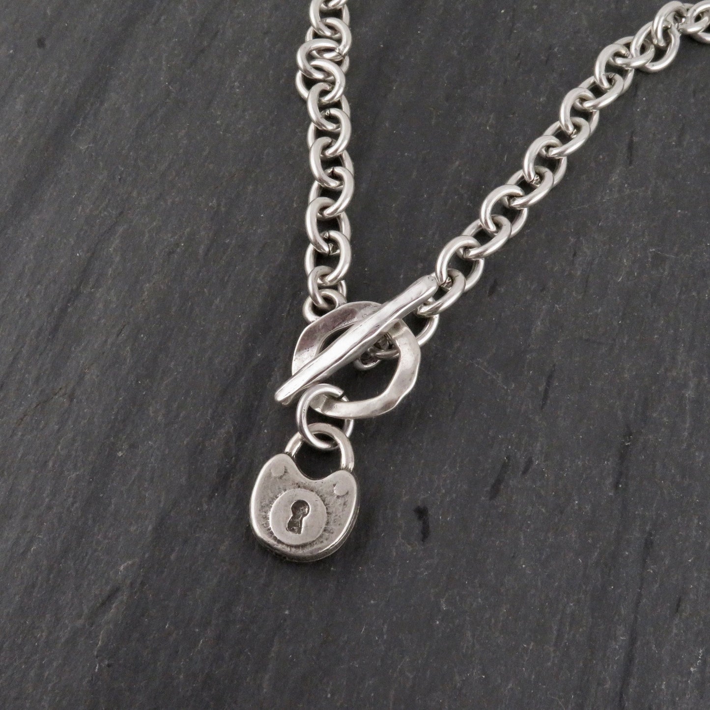 Chunky Lock Necklace | Silver Padlock Pendant | Chunky Silver Lock | Front Toggle Lock Necklace | Chunky Jewelry | Rustic Lock Charm