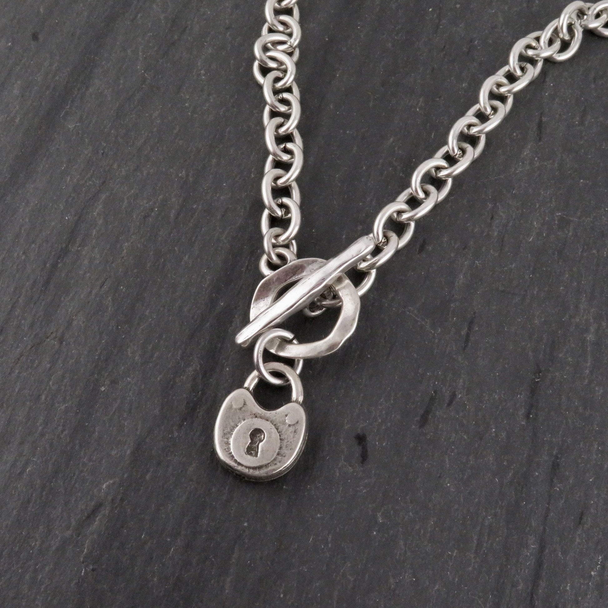 Chunky Lock Necklace | Silver Padlock Pendant | Chunky Silver Lock | Front Toggle Lock Necklace | Chunky Jewelry | Rustic Lock Charm