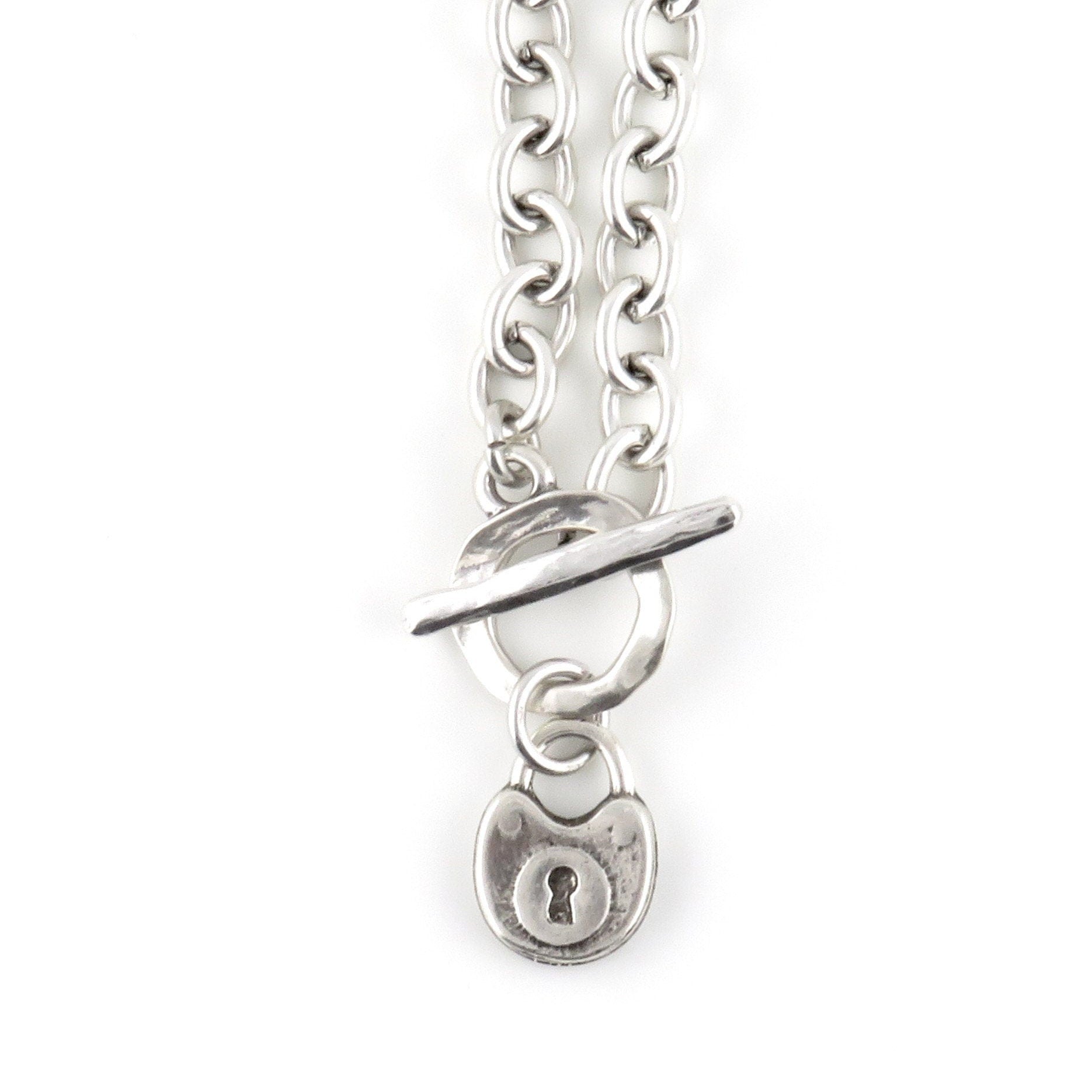 Chunky Lock Necklace | Silver Padlock Pendant | Chunky Silver Lock | Front Toggle Lock Necklace | Chunky Jewelry | Rustic Lock Charm