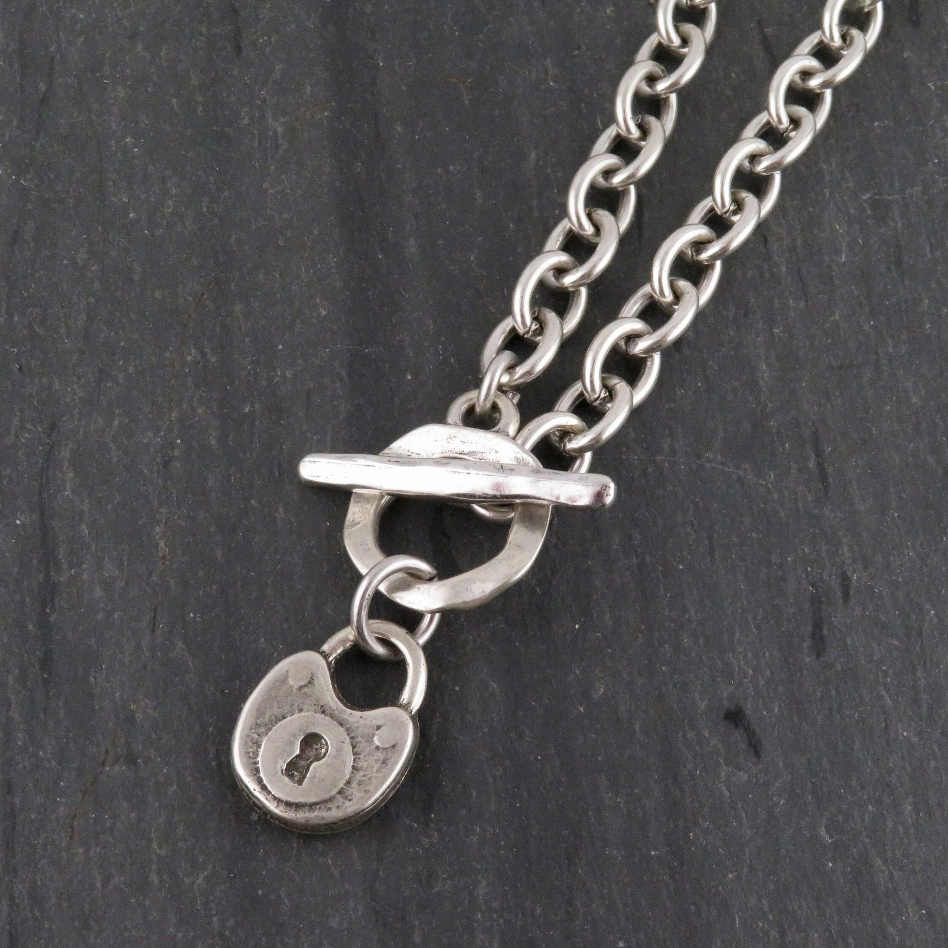 Chunky Lock Necklace | Silver Padlock Pendant | Chunky Silver Lock | Front Toggle Lock Necklace | Chunky Jewelry | Rustic Lock Charm