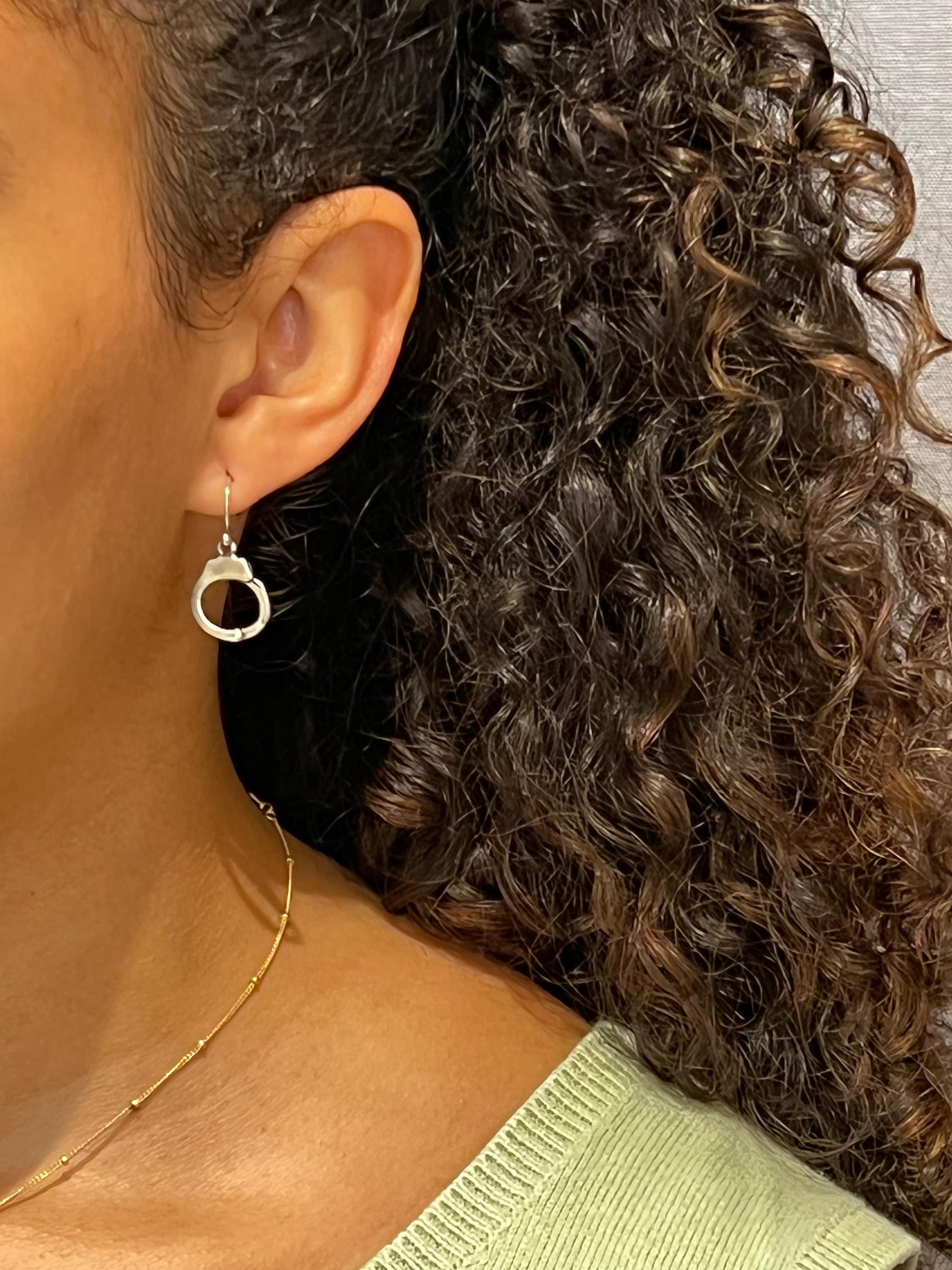 Sterling Handcuff Earrings | Silver Handcuffs Earrings | Handcuff Jewelry | Rustic Handcuff Earrings | 3D Handcuff Earrings