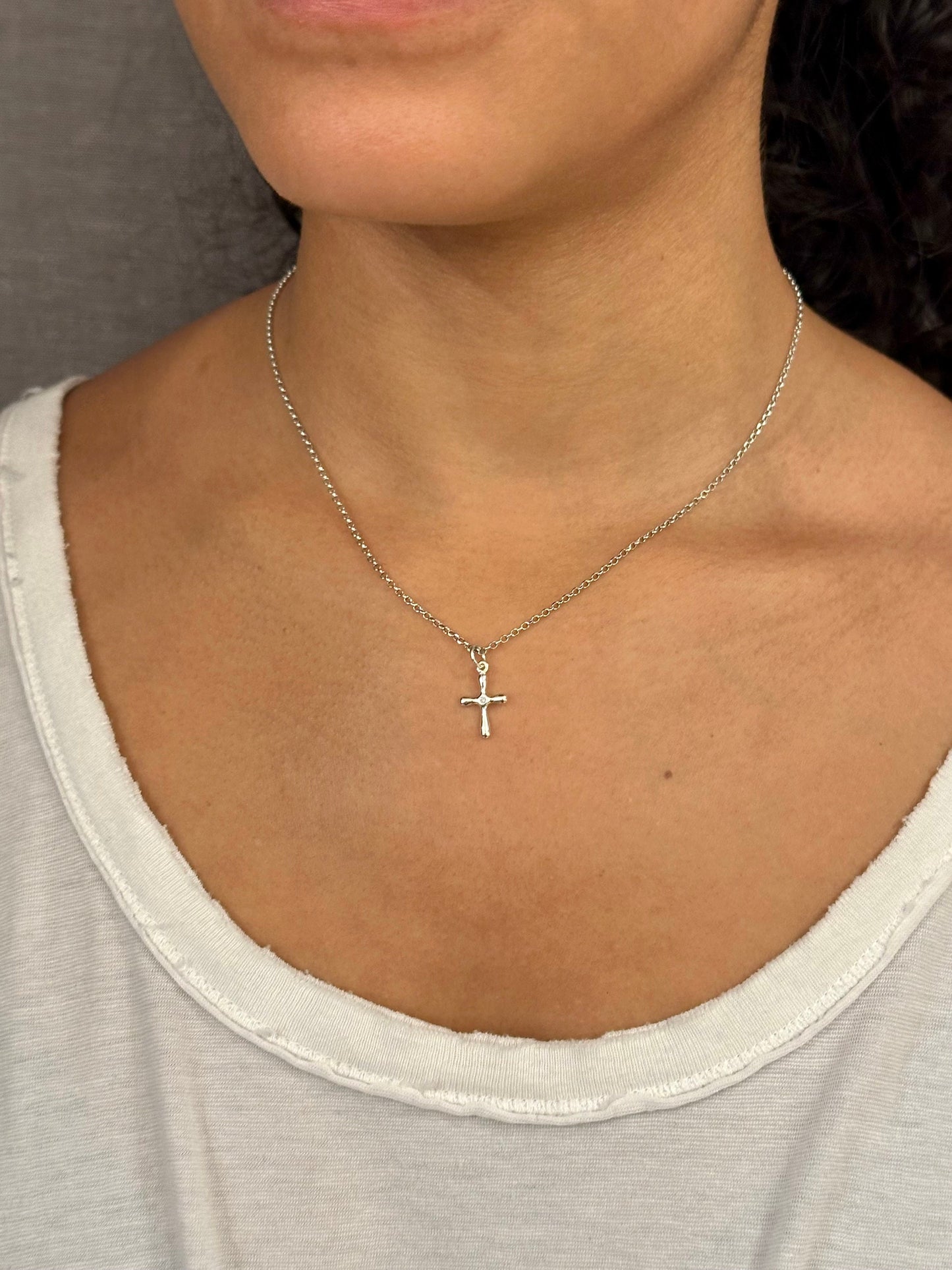 Cross Necklace, Silver Cross Necklace, Diamond Cross Necklace, Sterling Cross, Simple Cross Necklace, Cross Pendant, Silver Cross Pendant