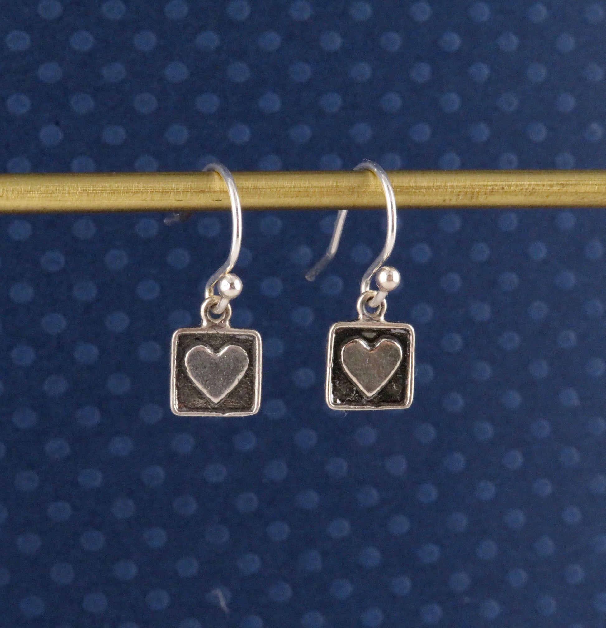 Sterling Heart Earrings, Framed Heart Earrings, Silver Heart Earrings, Minimal Heart Earrings, Sweet Earrings, Girl Earrings, Small Hearts