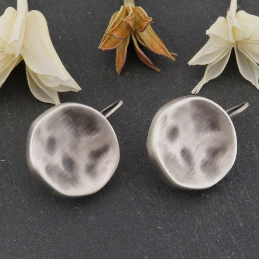 Hammered Silver Earrings | Silver Disc Earrings | Everyday Silver Earrings | Hammered Round Silver Earrings | Simple Silver Earrings