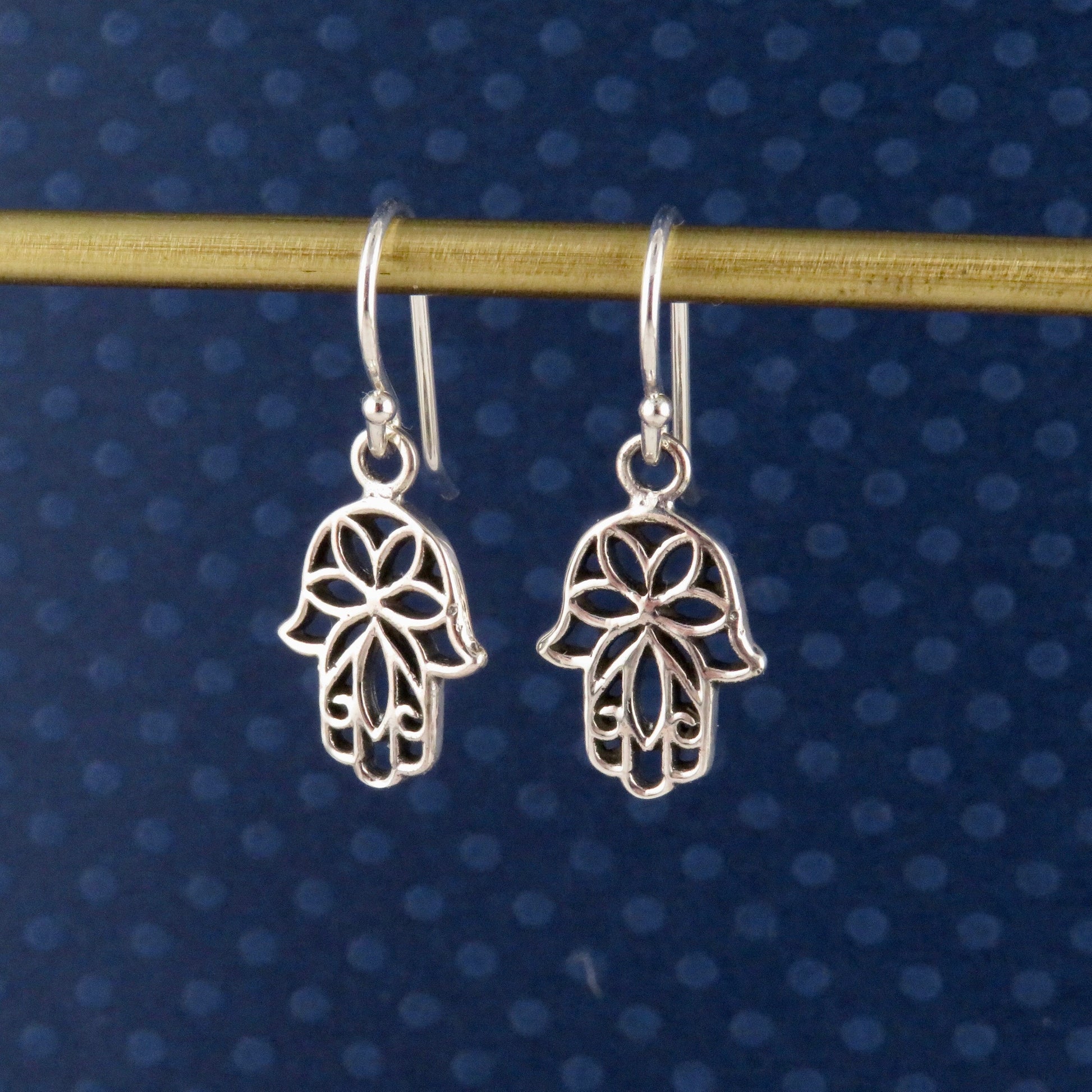 Sterling Hamsa Earrings, Silver Hand Earrings, Unique Hamsa Earrings, Floral Hamsa Earrings, Bat Mitzvah Gift, Judaic Earrings