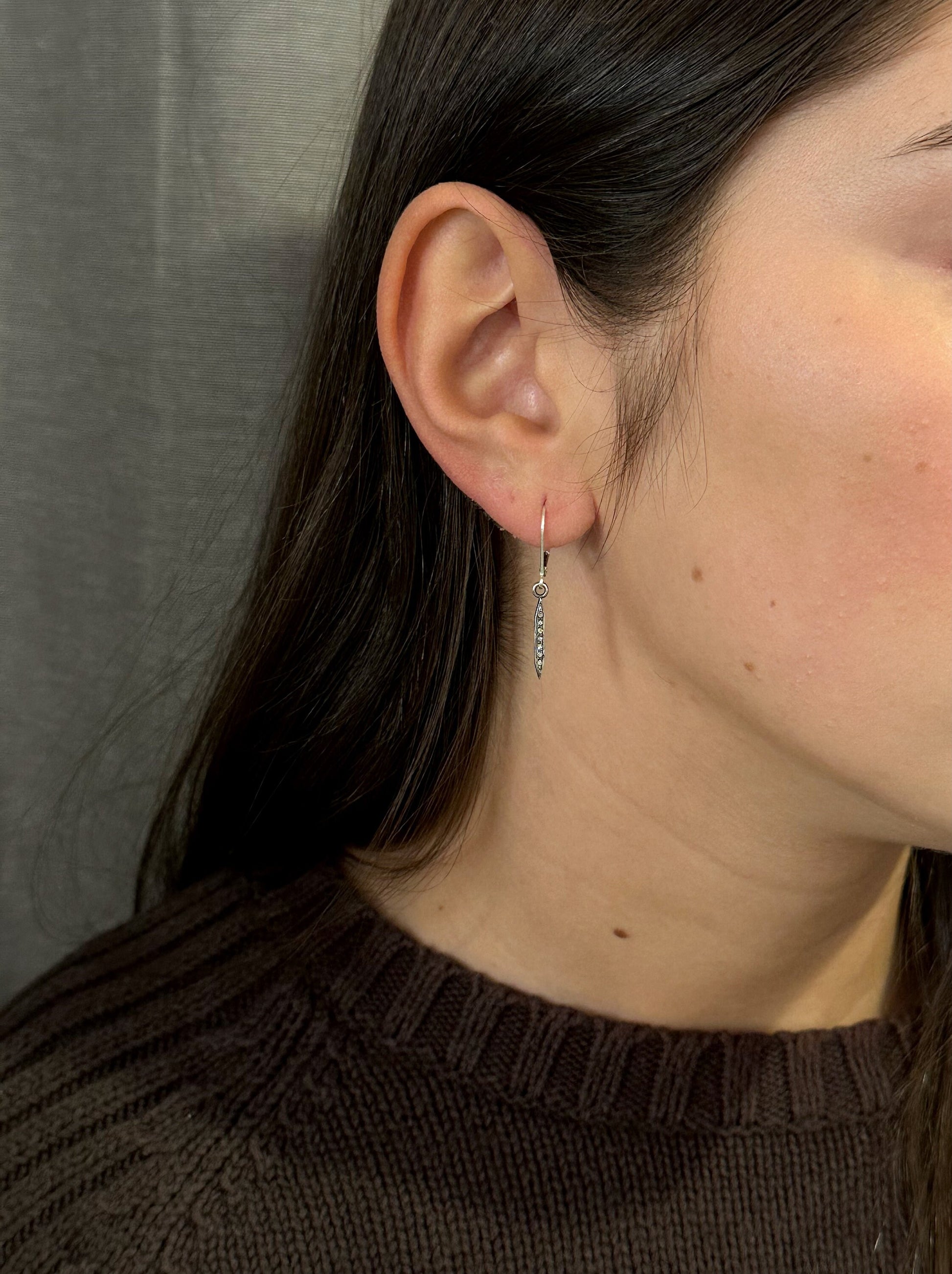 diamond spike earrings | sterling spike earrings | silver diamond earrings | minimal spiked earrings | minimal sterling diamond earrings