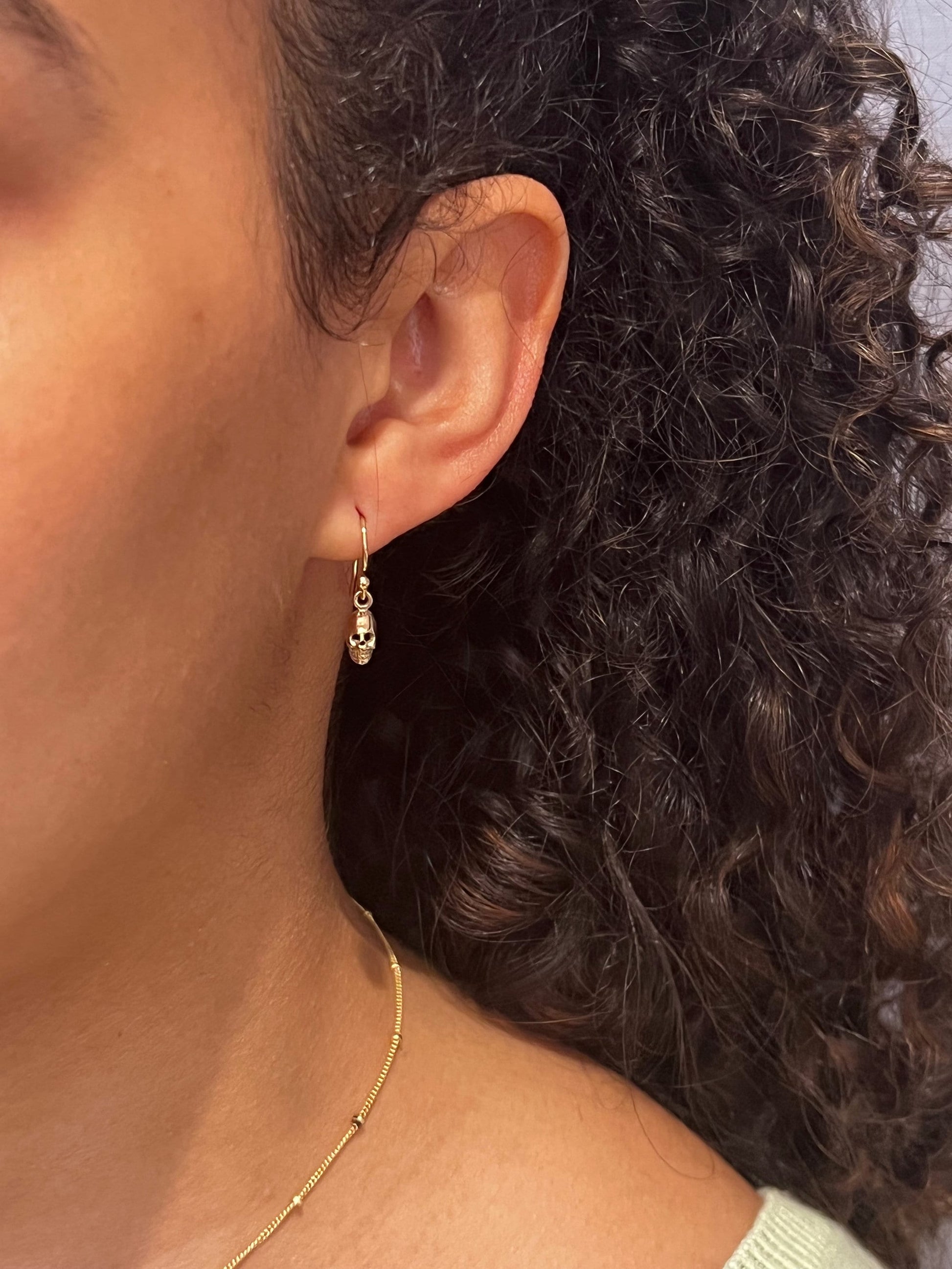 Small Skull Earrings | Gold Skull Earrings | Mini Gold Skull Earrings | Tiny Bronze Skull Earrings | 3D Skull Earring | Bronze Skull Earring