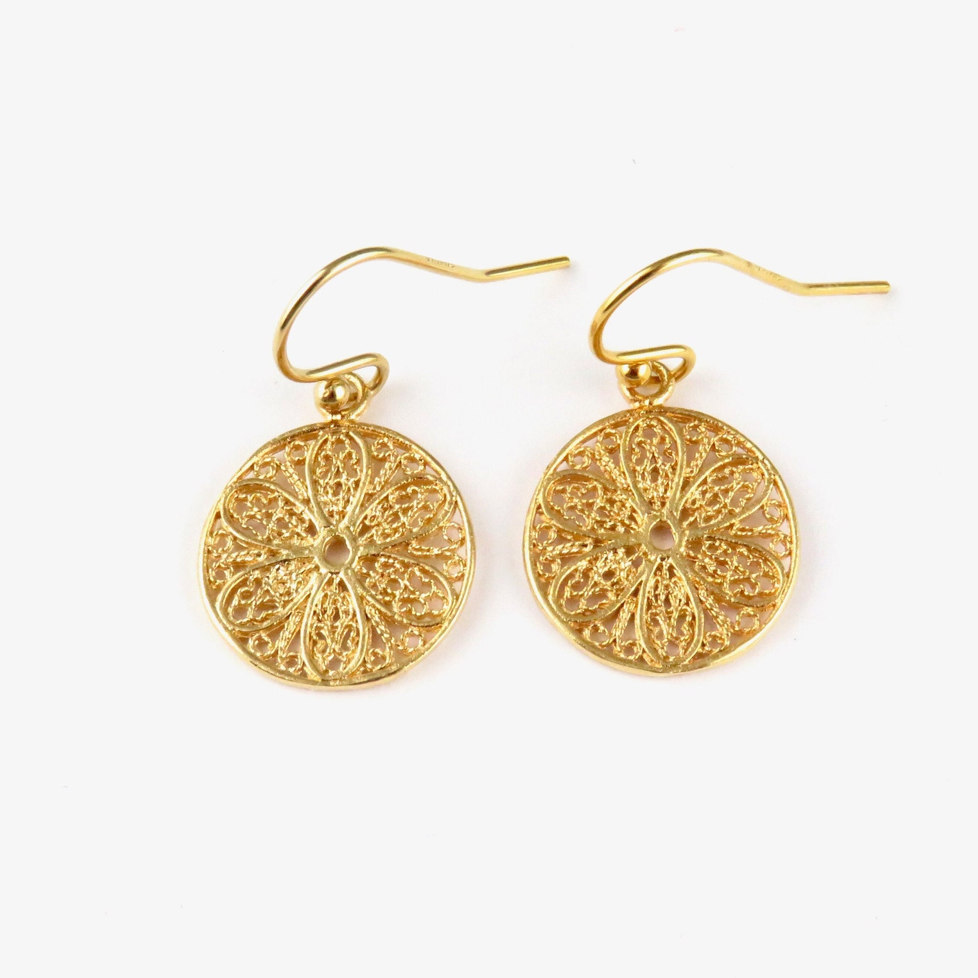 Gold Circle Earrings | Unique Gold Earrings | Everyday Gold Earrings | Gold Cutout Earrings | Gold Mandala Earrings | Delicate Gold Earrings