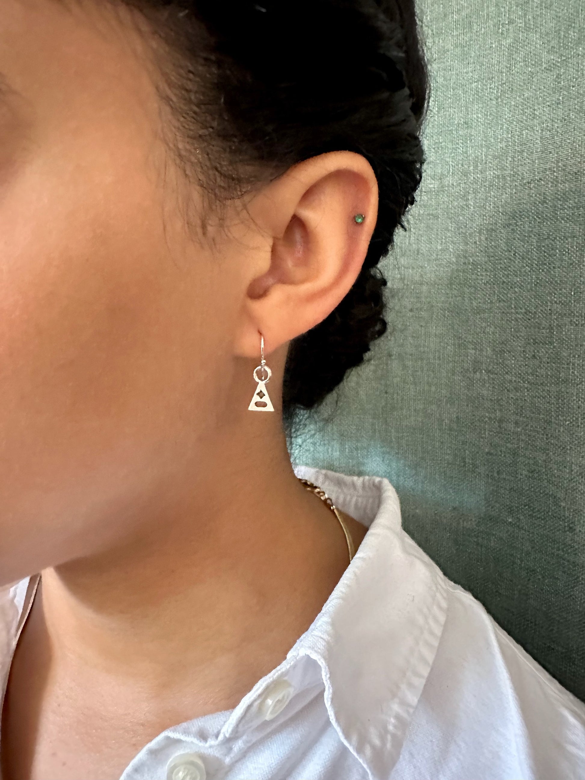 Minimal Sterling Earrings | Small Silver Earrings | Geometric Silver Earrings | Triangle Sterling Earrings | Everyday Silver Earrings