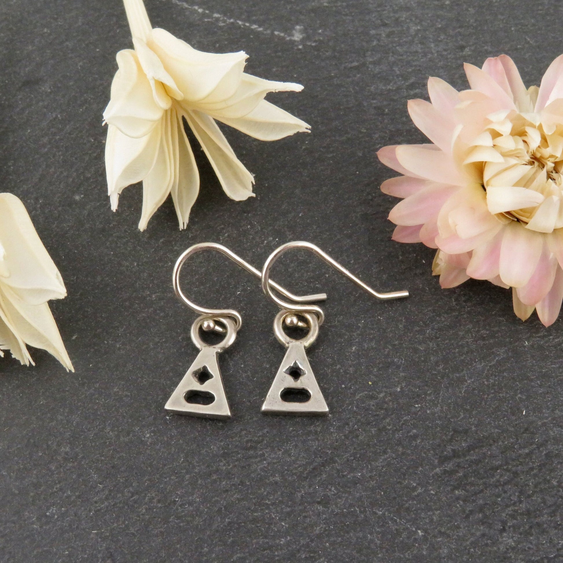Minimal Sterling Earrings | Small Silver Earrings | Geometric Silver Earrings | Triangle Sterling Earrings | Everyday Silver Earrings