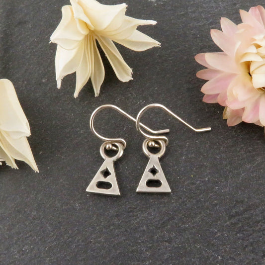 Minimal Sterling Earrings | Small Silver Earrings | Geometric Silver Earrings | Triangle Sterling Earrings | Everyday Silver Earrings
