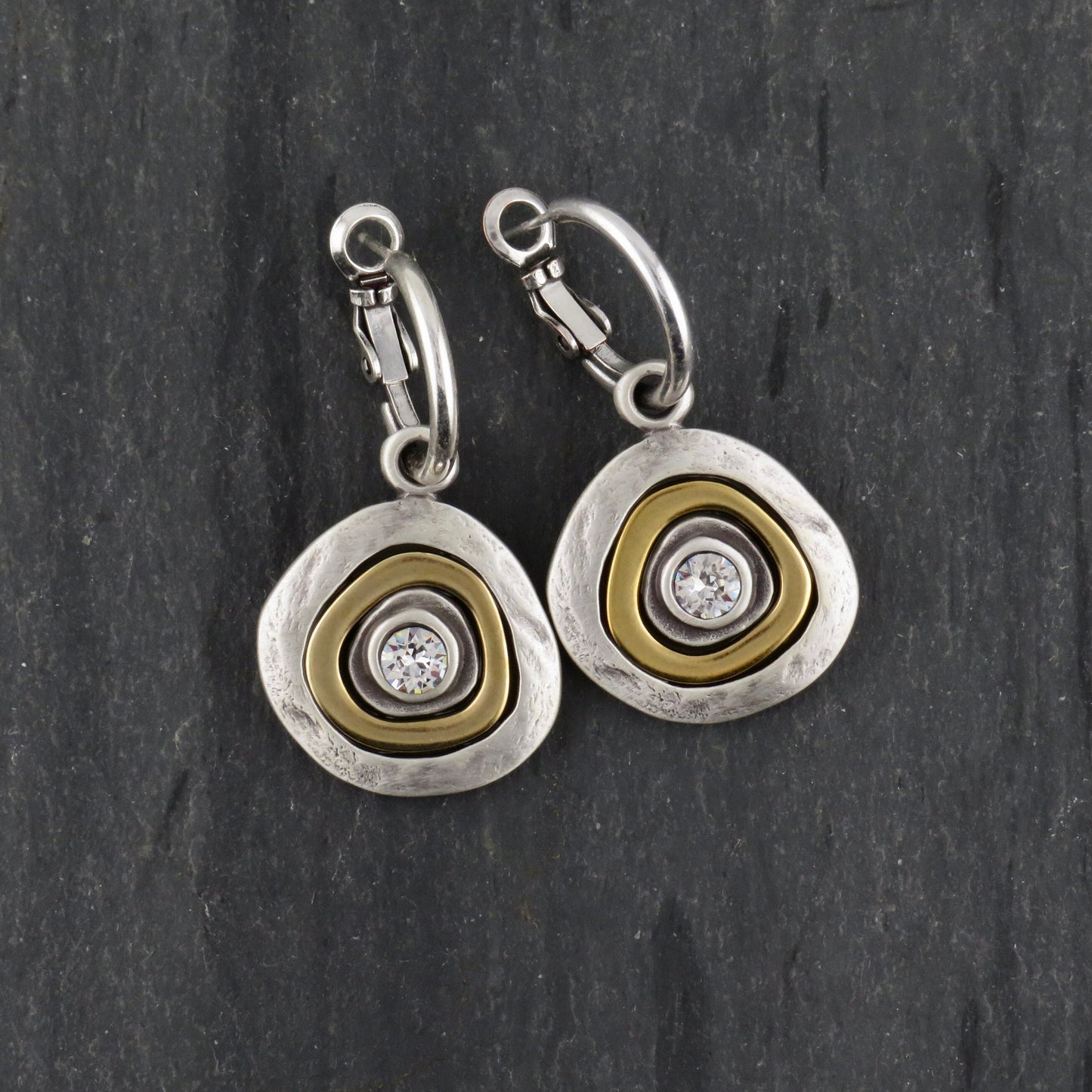 Two Tone Hoop Earrings | Gold Silver Earrings | Mixed Metal Earrings | Two Toned Sparkle Earrings | Two Tone Hoops | Unique Earrings