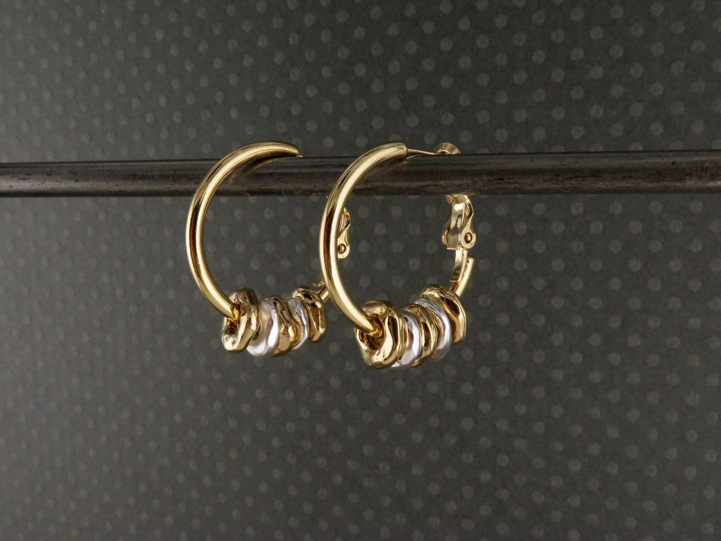 Two Tone Hoop Earrings | Gold and Silver Earrings | Mixed Metal Hoop Earrings | Hammered Hoop Earrings | Gold Silver Dangles | Unique Hoops