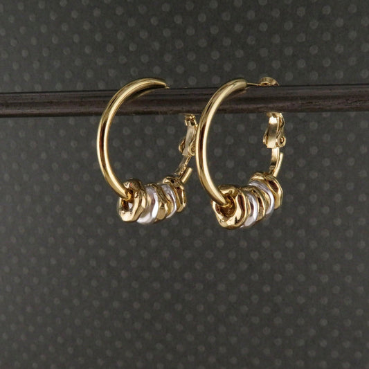 Two Tone Hoop Earrings | Gold and Silver Earrings | Mixed Metal Hoop Earrings | Hammered Hoop Earrings | Gold Silver Dangles | Unique Hoops