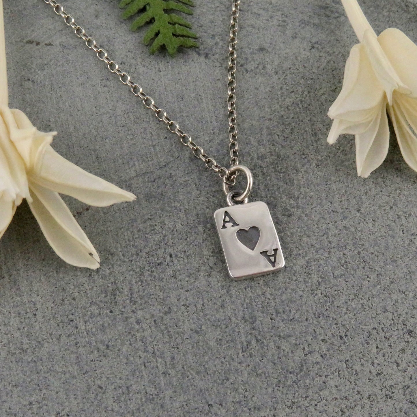 Ace of Hearts Necklace | Sterling Ace Card Necklace | Silver Ace of Hearts Pendant | Lucky Ace Necklace | Sterling Ace of Hearts Pendant
