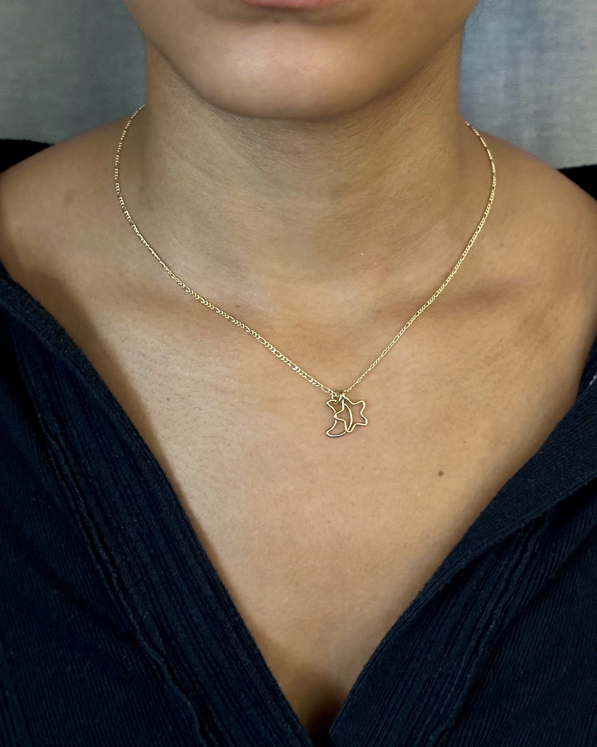 Gold Celestial Necklace| GoldFilled Moon Star Necklace | Gold Star Moon Charms | Delicate Celestial Charm Necklace | Gold Moon Star Pendants