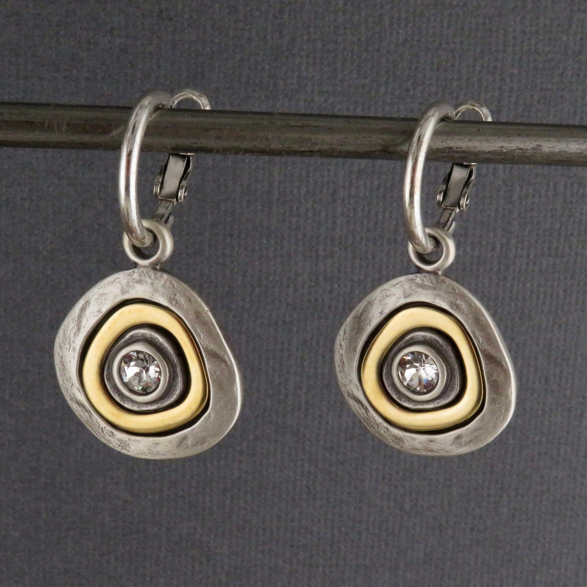 Two Tone Hoop Earrings | Gold Silver Earrings | Mixed Metal Earrings | Two Toned Sparkle Earrings | Two Tone Hoops | Unique Earrings
