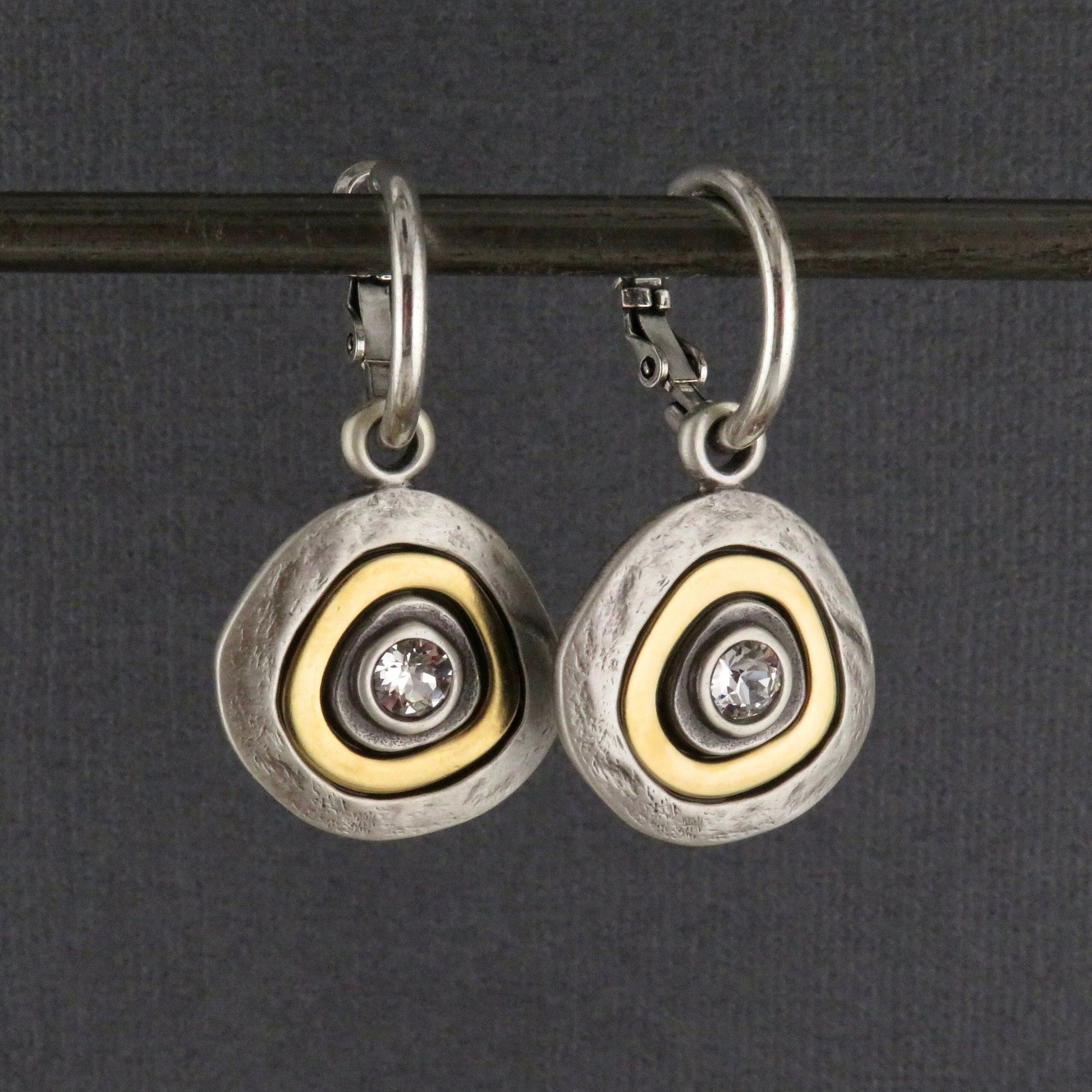 Two Tone Hoop Earrings | Gold Silver Earrings | Mixed Metal Earrings | Two Toned Sparkle Earrings | Two Tone Hoops | Unique Earrings
