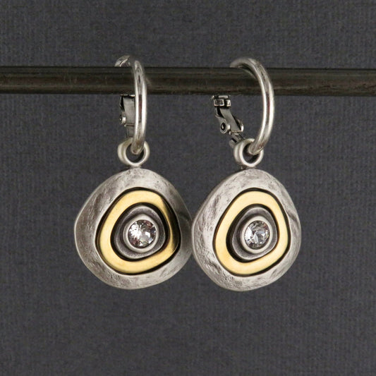 Two Tone Hoop Earrings | Gold Silver Earrings | Mixed Metal Earrings | Two Toned Sparkle Earrings | Two Tone Hoops | Unique Earrings