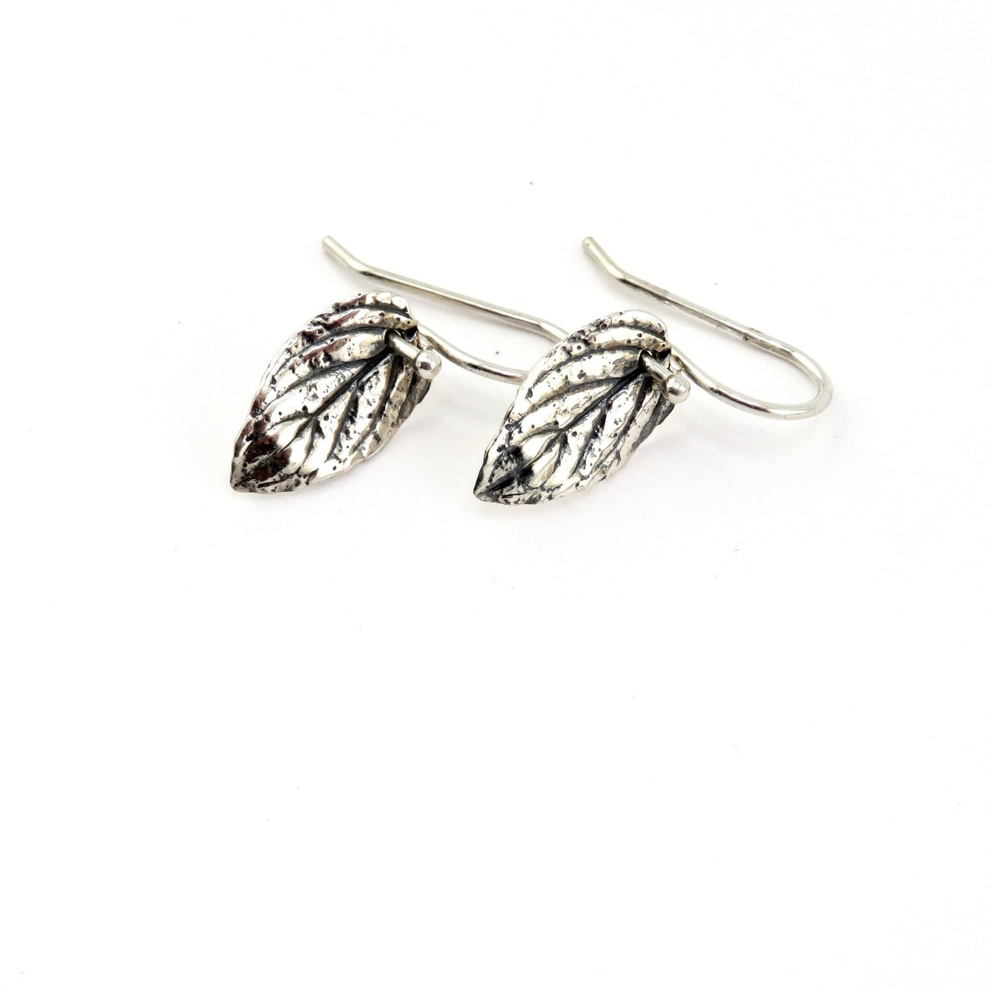 Sterling Leaf Earrings | Silver Nature Earrings | Sterling Silver Leaves Earrings | Mint Leaf Earrings | Sterling Delicate Leaf Earrings