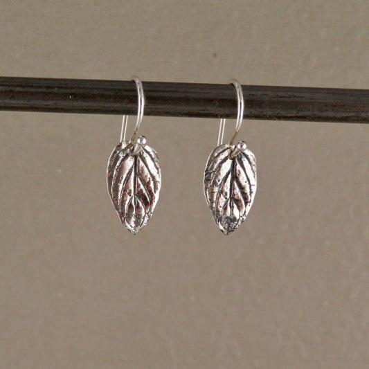 Sterling Leaf Earrings | Silver Nature Earrings | Sterling Silver Leaves Earrings | Mint Leaf Earrings | Sterling Delicate Leaf Earrings