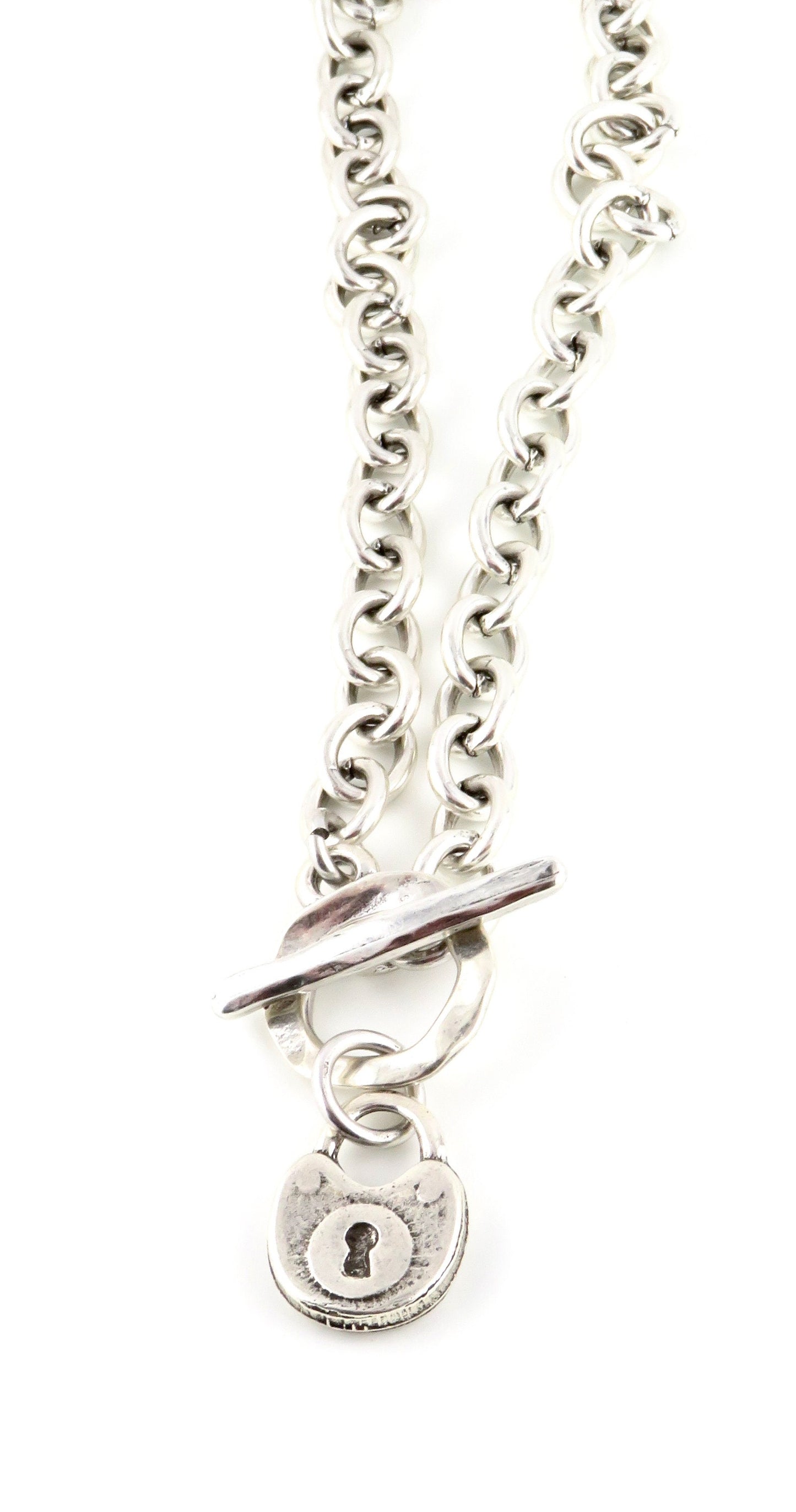 Chunky Lock Necklace | Silver Padlock Pendant | Chunky Silver Lock | Front Toggle Lock Necklace | Chunky Jewelry | Rustic Lock Charm