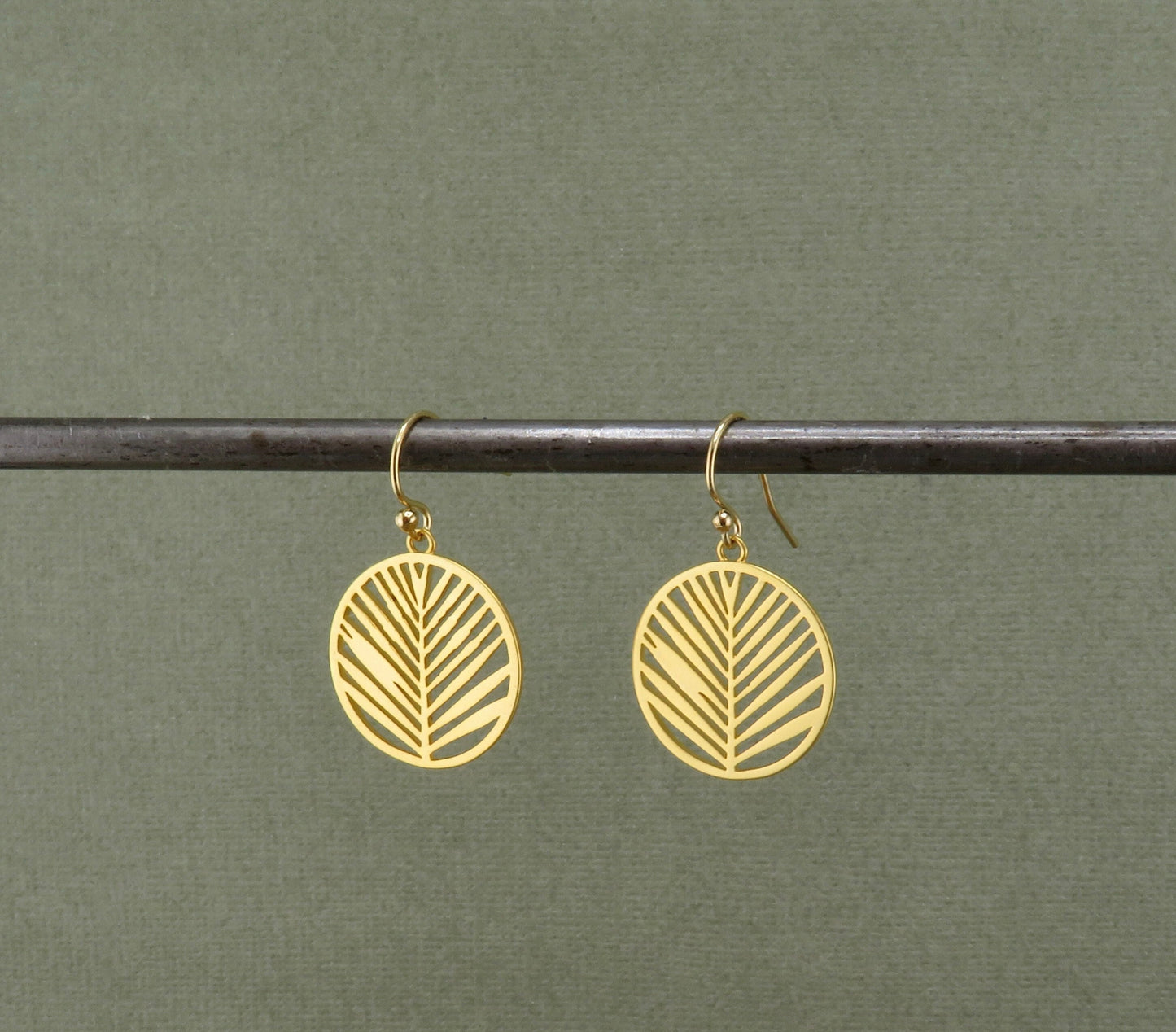 Gold Leaf Earrings | Lightweight Gold Earrings | Gold Laser Cut Leaf Earrings | Hanging Leaves Earrings | Open Nature Earrings