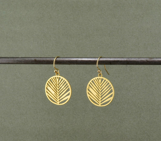 Gold Leaf Earrings | Lightweight Gold Earrings | Gold Laser Cut Leaf Earrings | Hanging Leaves Earrings | Open Nature Earrings