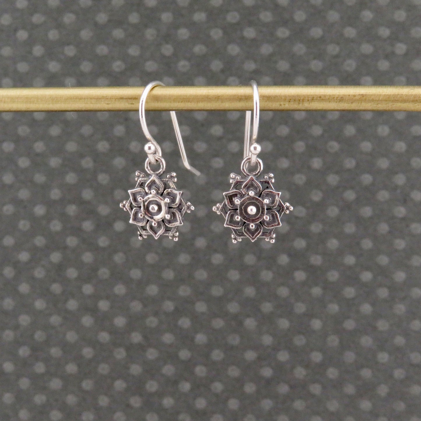 Sterling Small Mandala Earrings | Silver Geometric Earrings | Lotus Mandala Earrings | Silver Intricate Geo Earrings | Lotus Earrings