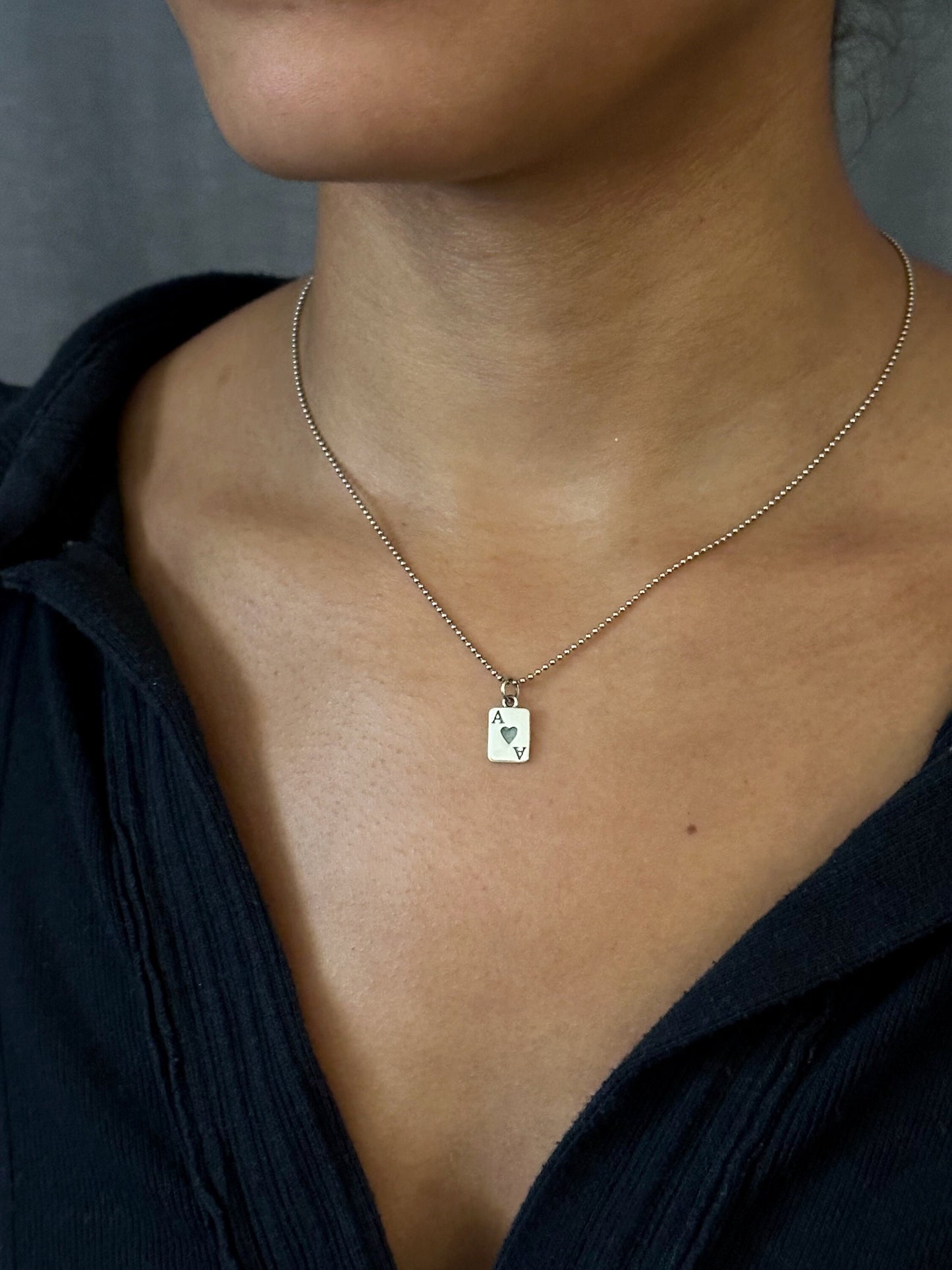 Ace of Hearts Necklace | Sterling Ace Card Necklace | Silver Ace of Hearts Pendant | Lucky Ace Necklace | Sterling Ace of Hearts Pendant