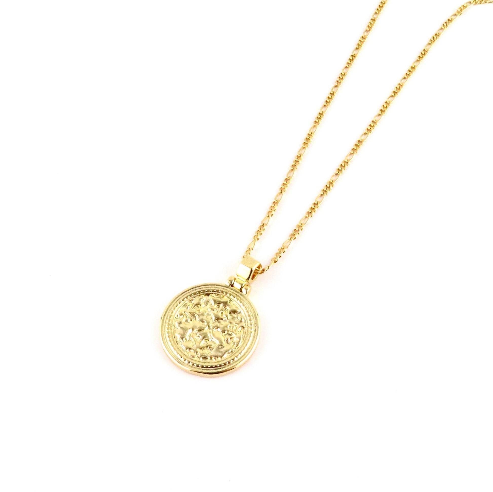 Gold Medallion Necklace | Gold Filled Medallion Pendant | Geometric Gold Pendant | Gold Coin Necklace | Gold Layering Pendant | Ancient Coin